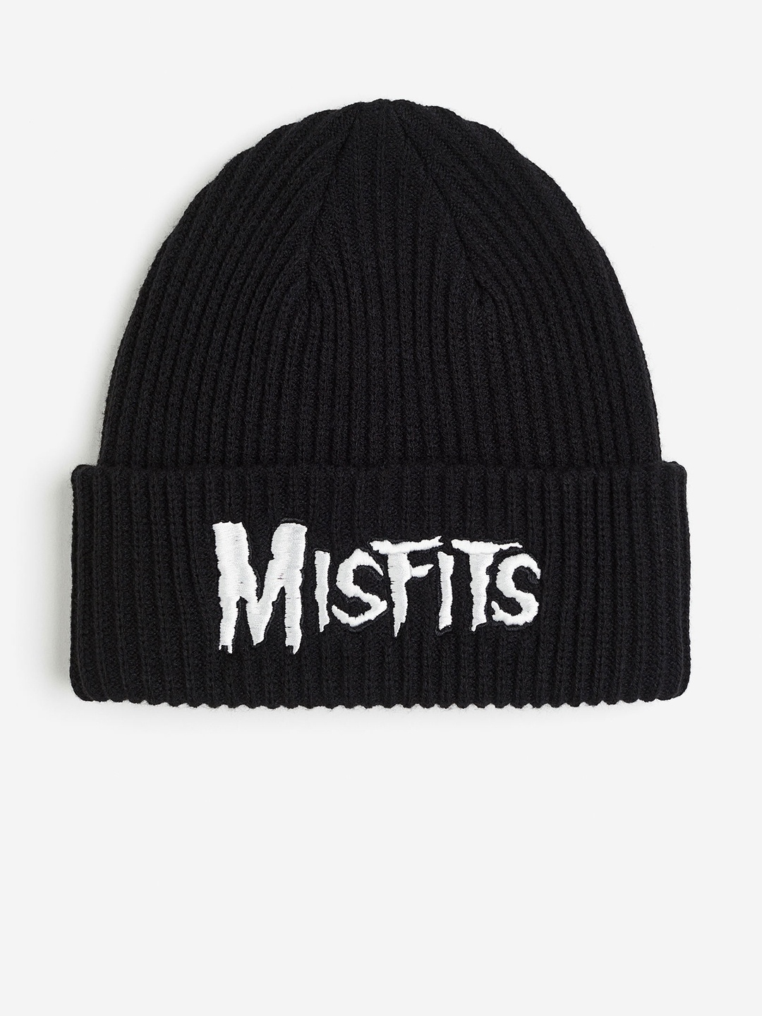 

H&M Women Embroidered Rib-Knit Hat, Black
