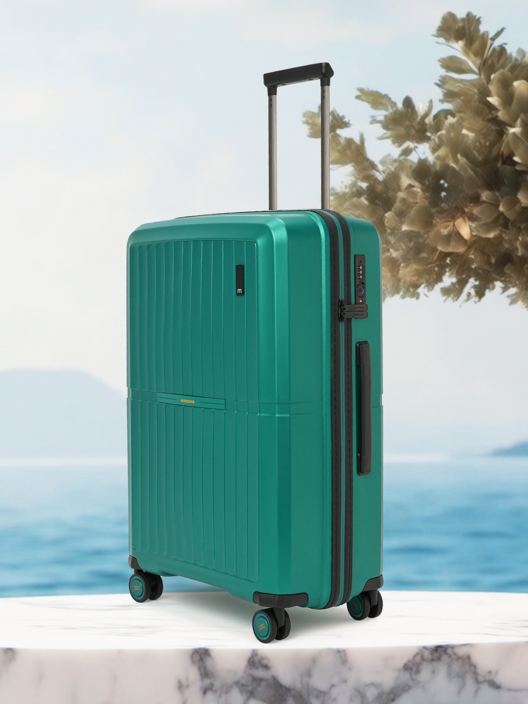 

MOKOBARA Aviator Ultra Lightweight Check-in Luggage Textured Hard Medium Trolley Bag 65L, Green