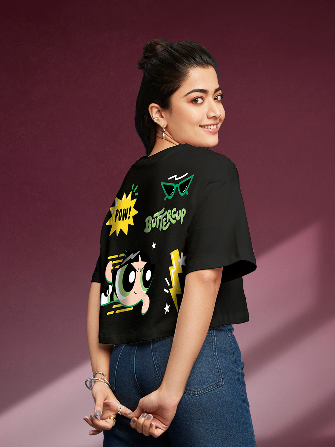 

Bewakoof Black Official Cartoon Network Merchandise Printed Pure Cotton Oversized Crop Top