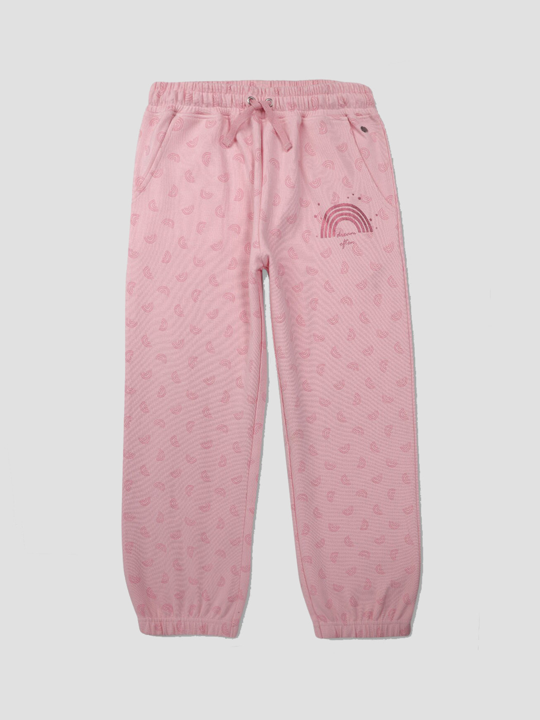 

Gini and Jony Girls Conversational Printed Cotton Relaxed-Fit Joggers, Pink
