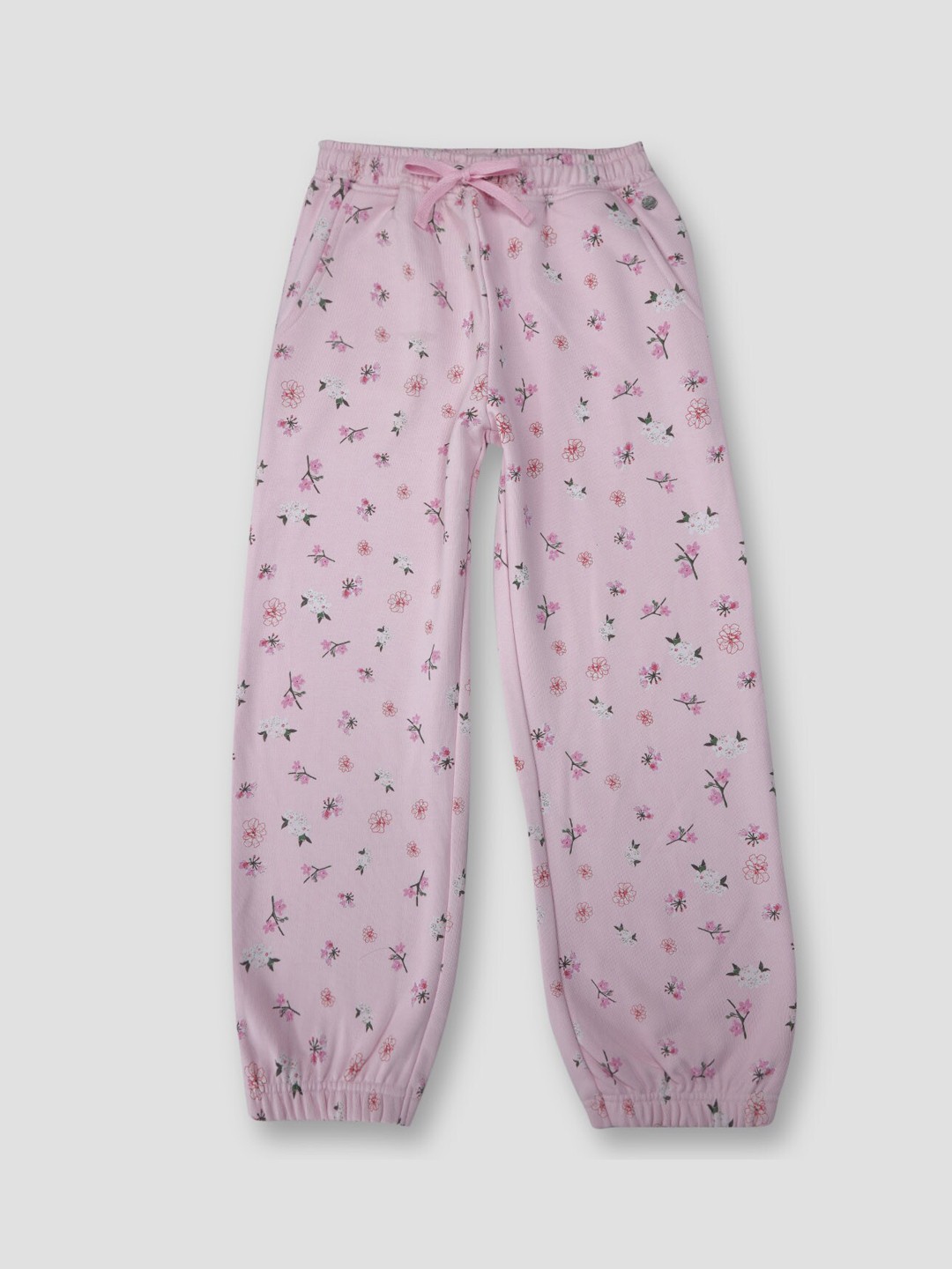 

Gini and Jony Girls Floral Printed Cotton Joggers, Pink
