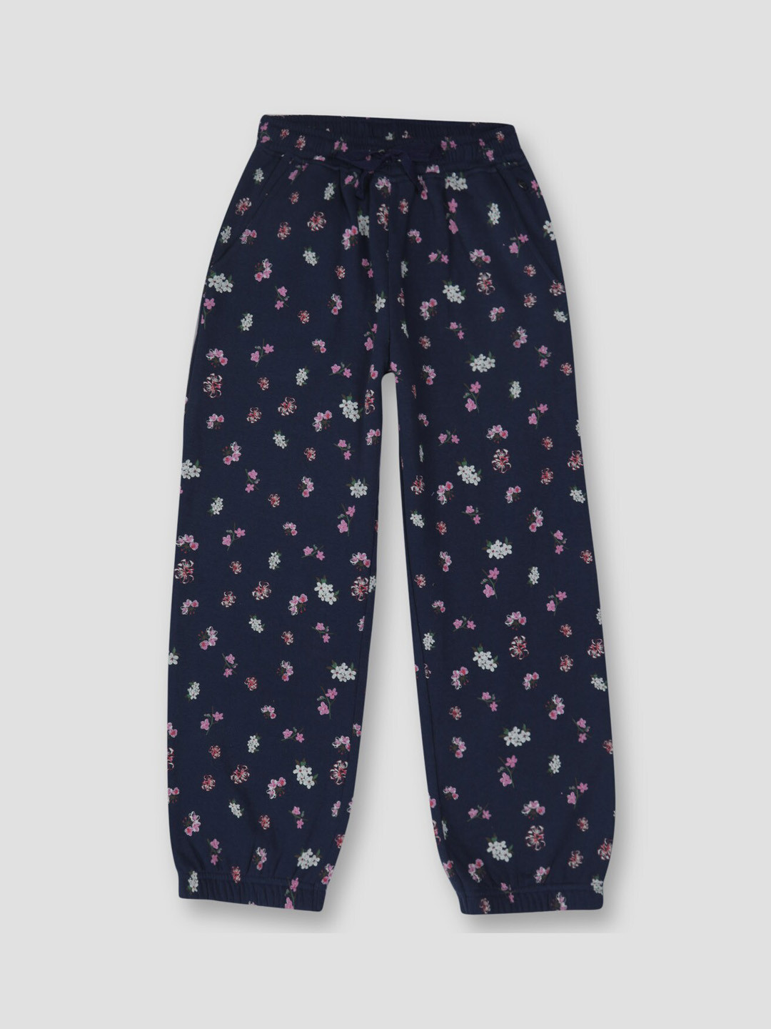 

Gini and Jony Girls Floral Printed Cotton Relaxed Fit Jogger, Blue
