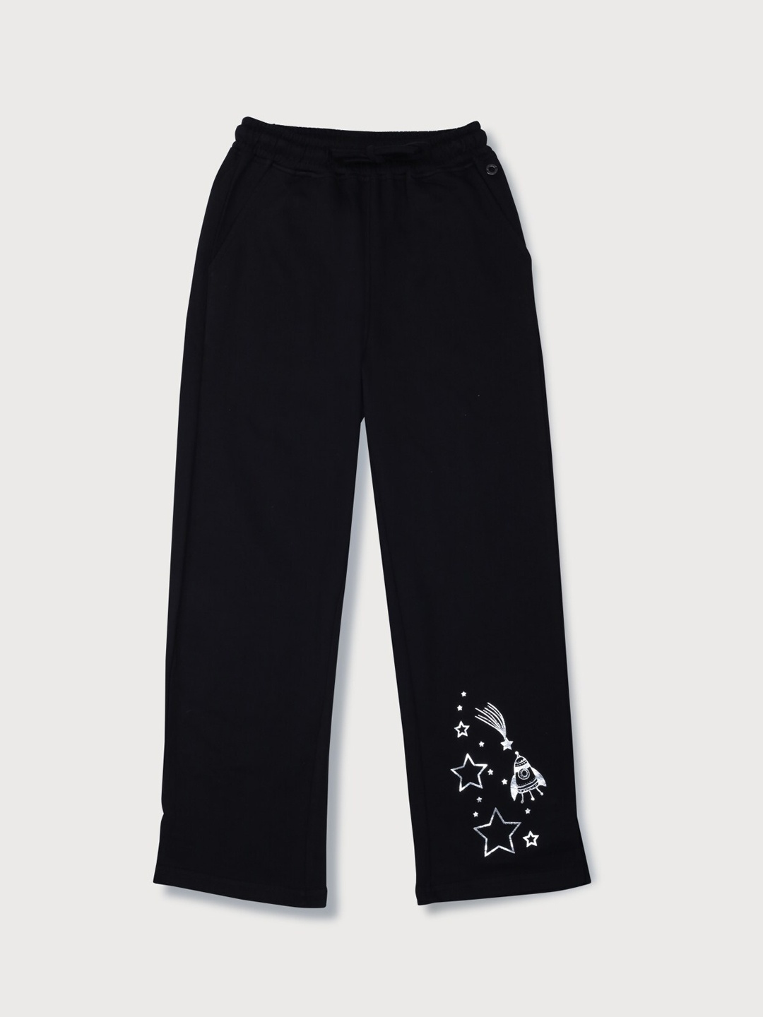 

Gini and Jony Girls Graphic Printed Relaxed Fit Track Pants, Black