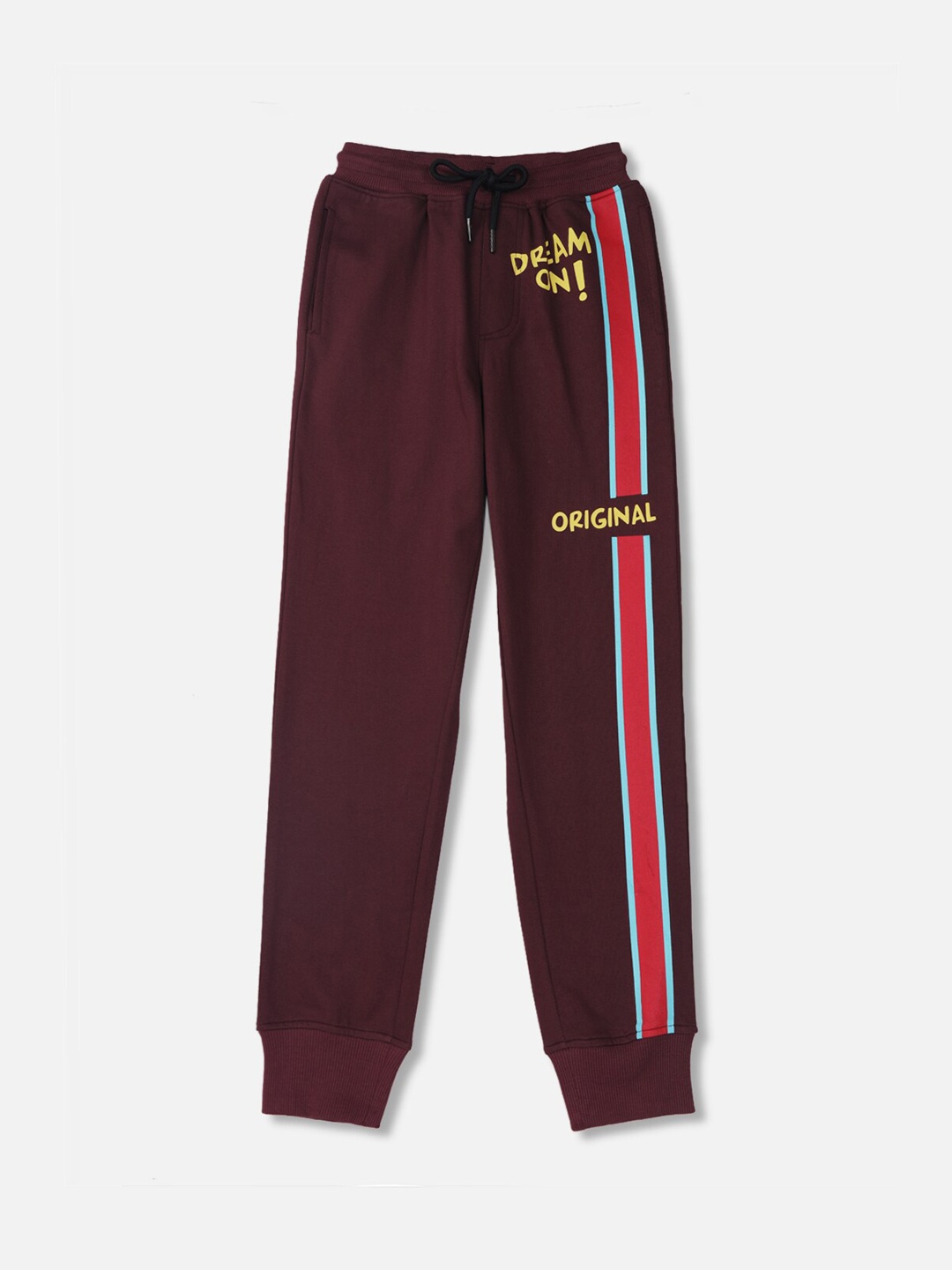 

Gini and Jony Boys Typography Printed Relaxed Fit Cotton Joggers, Maroon