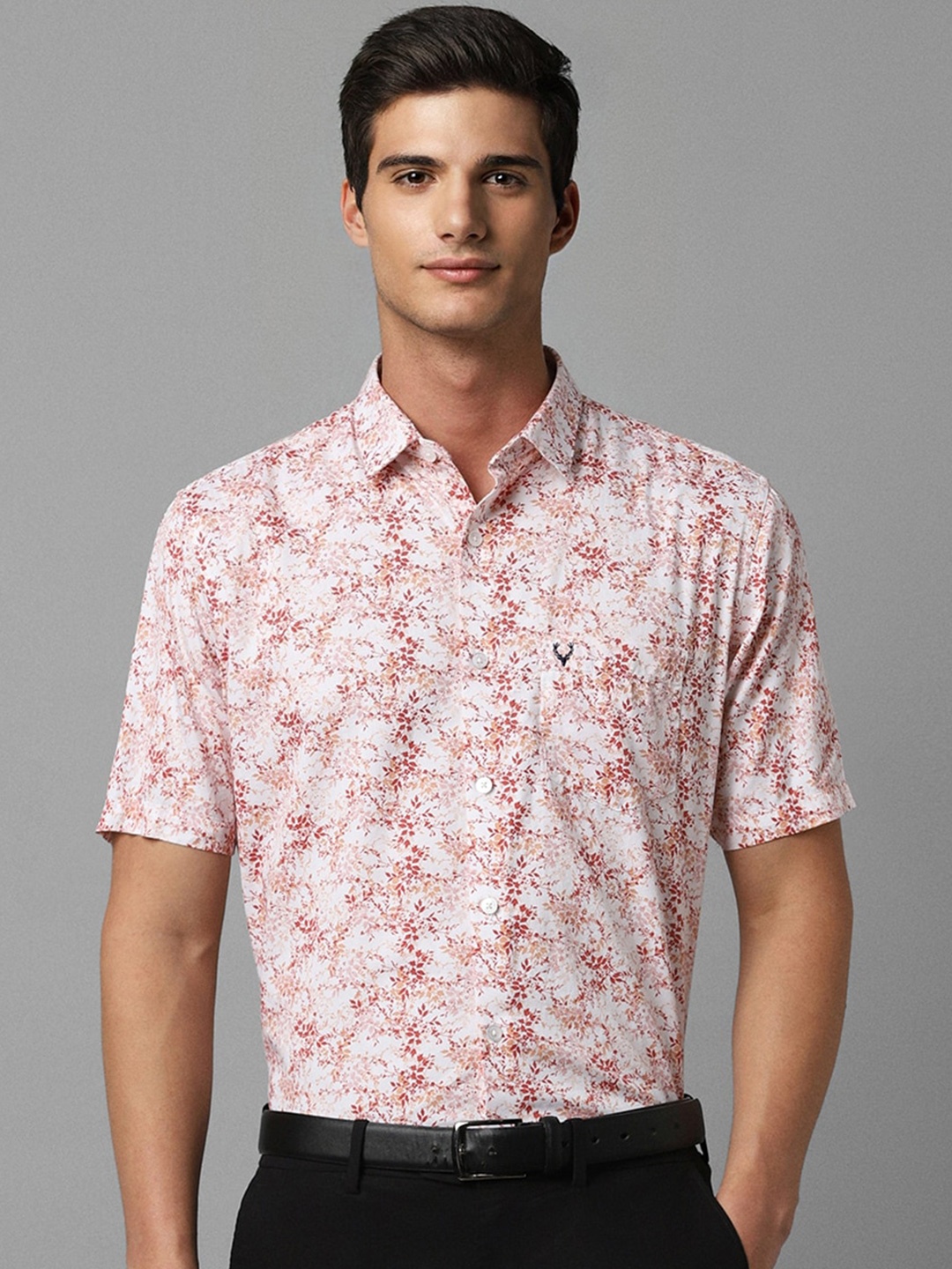 

Allen Solly Slim Fit Floral Printed Pure Cotton Formal Shirt, White