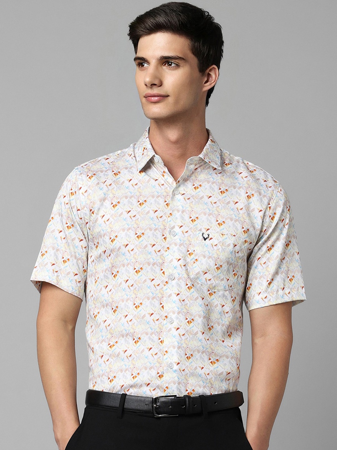 

Allen Solly Slim Fit Floral Printed Pure Cotton Formal Shirt, White