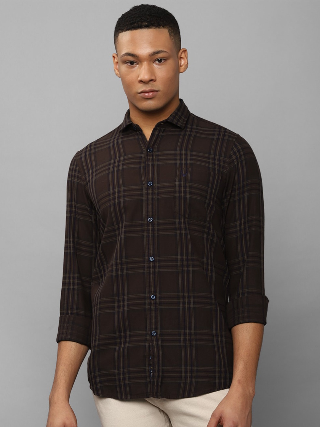 

Allen Solly Tartan Checks Checked Pure Cotton Casual Shirt, Brown