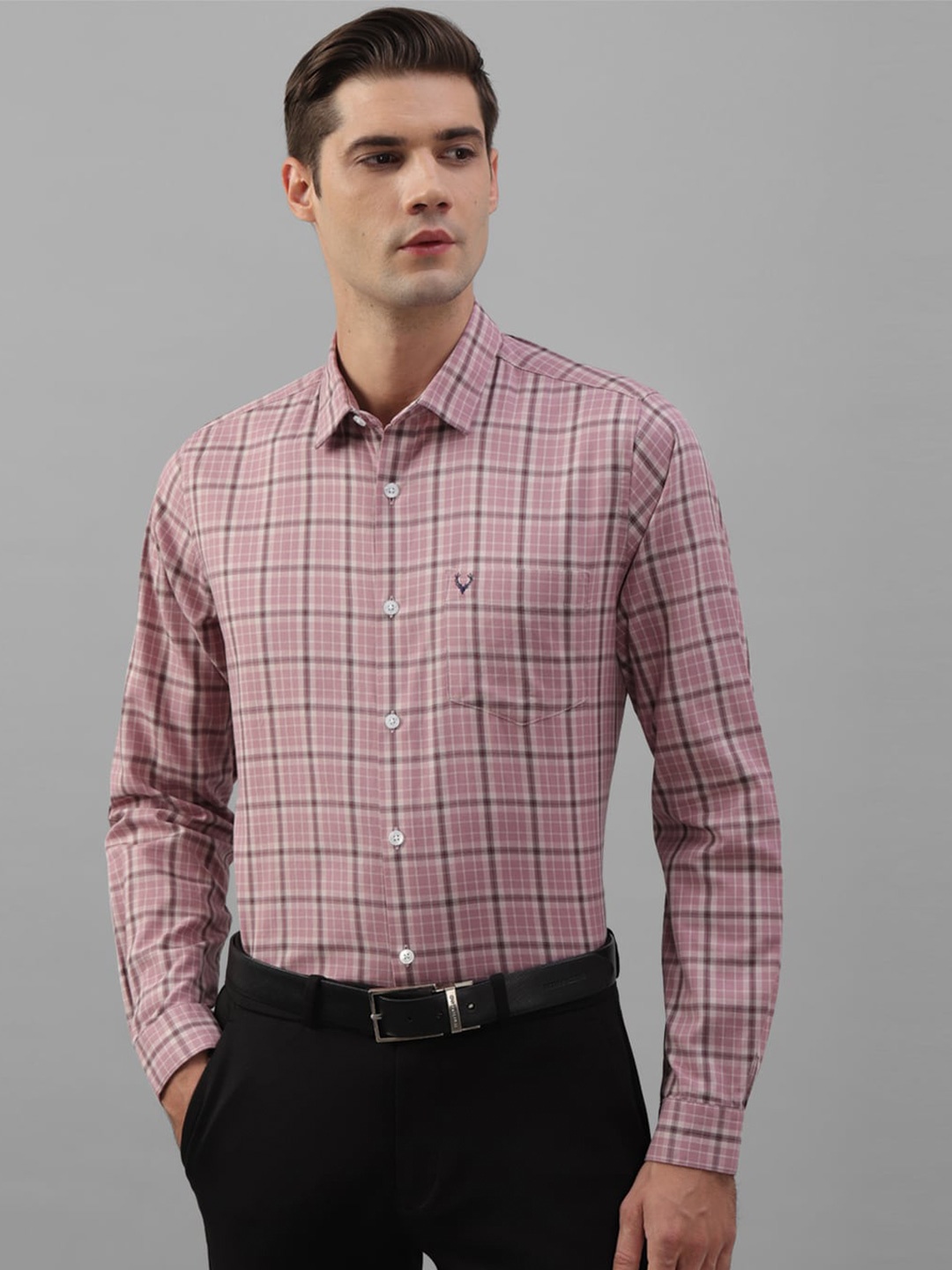 

Allen Solly Slim Fit Checked Pure Cotton Formal Shirt, Pink