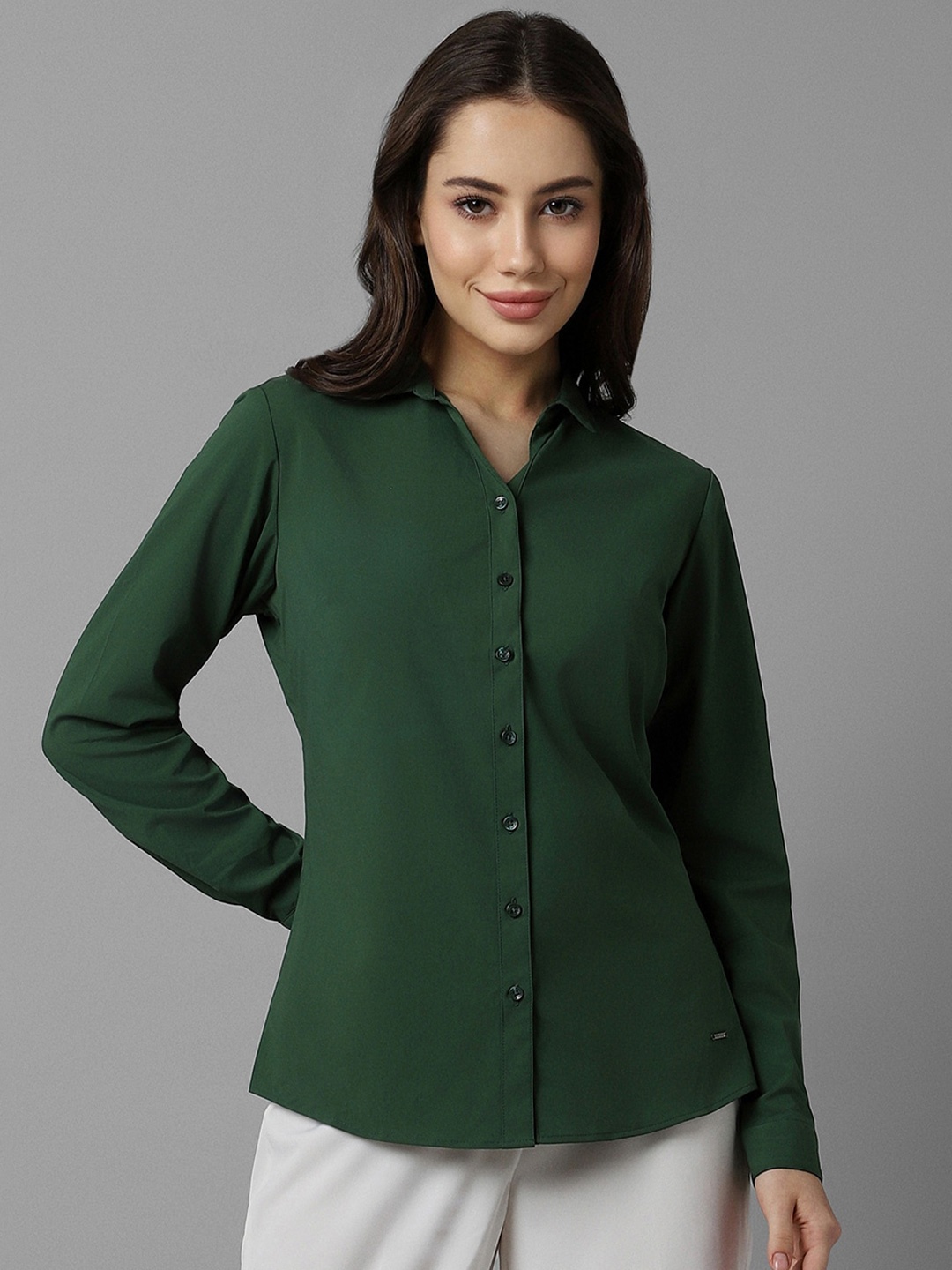 

Allen Solly Woman Spread Collar Formal Shirt, Green