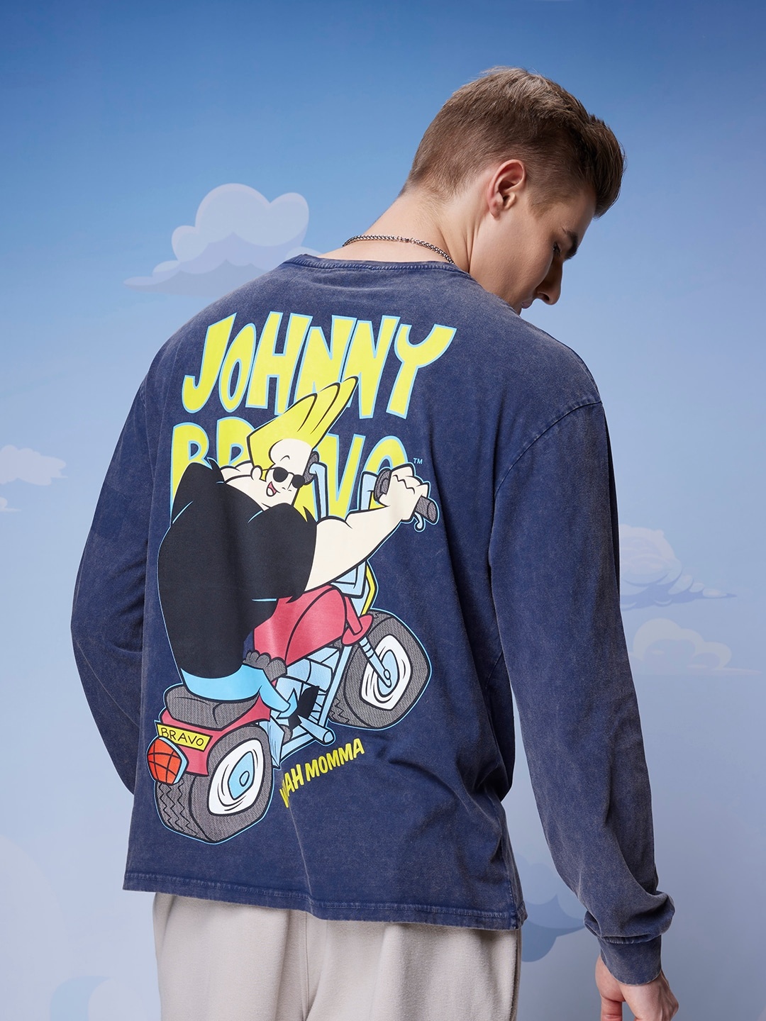 

Bewakoof Official Cartoon Network Merchandise Johnny Biker Printed Oversized T-shirt, Blue