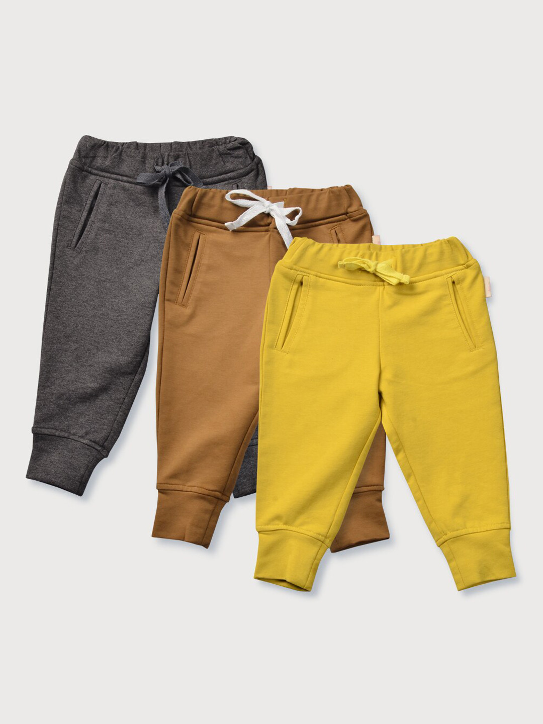 

GJ baby Infants Pack Of 3 Cotton Mid-Rise Relaxed-Fit Joggers, Grey
