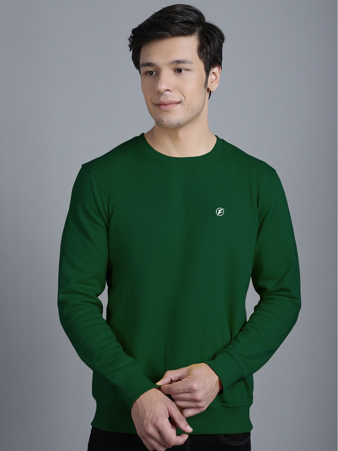 

Friskers Round Neck Fleece Pullover Sweatshirt, Green