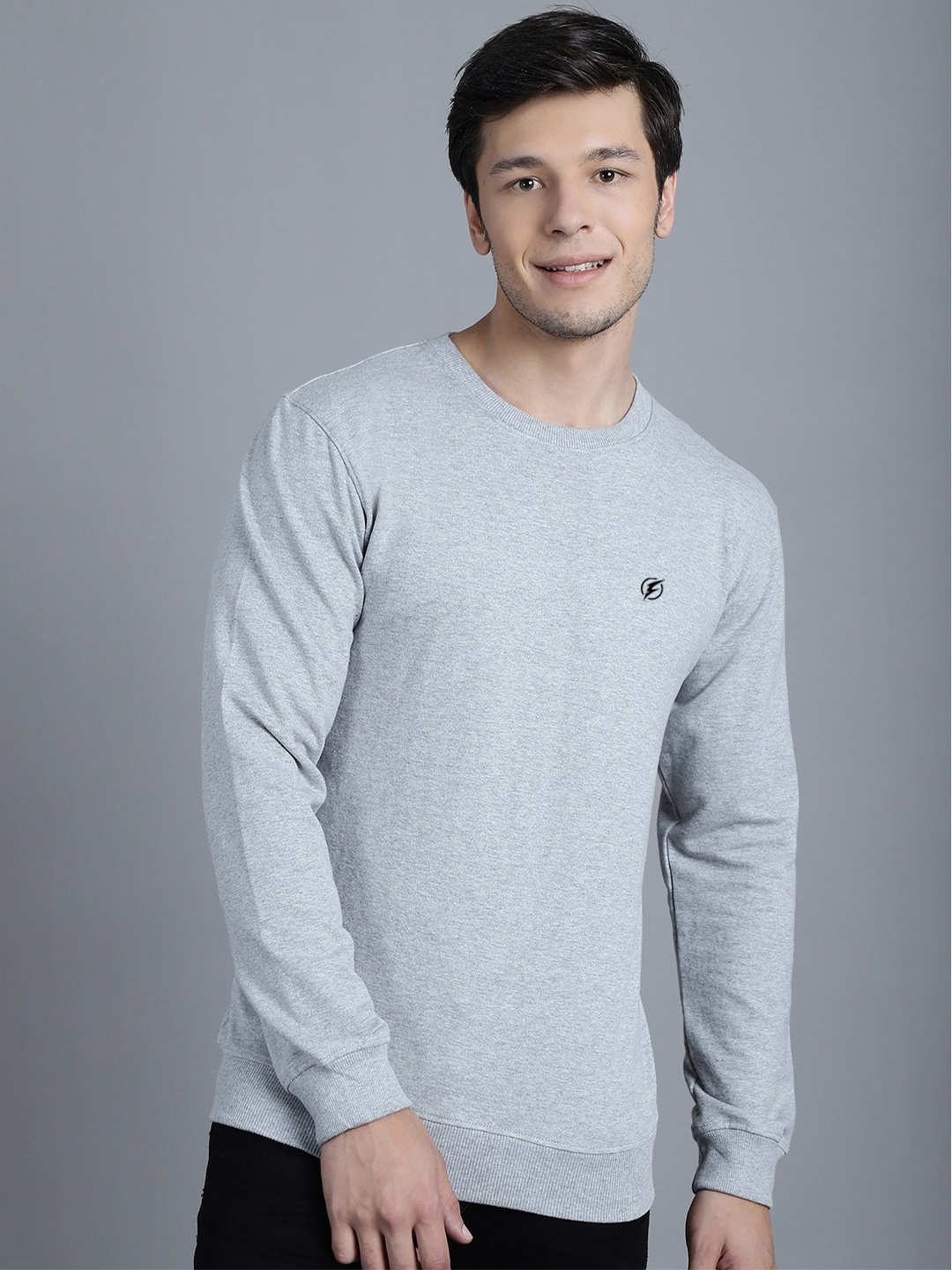 

Friskers Round Neck Long Sleeve Fleece Sweatshirt, Grey