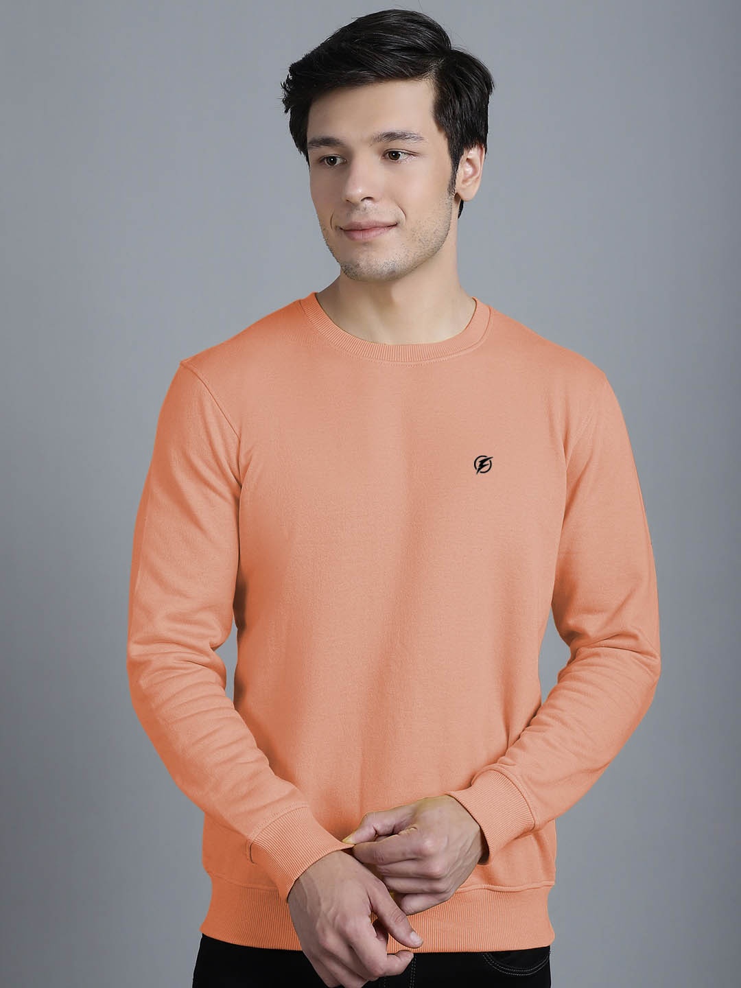 

Friskers Round Neck Fleece Pullover Sweatshirt, Coral