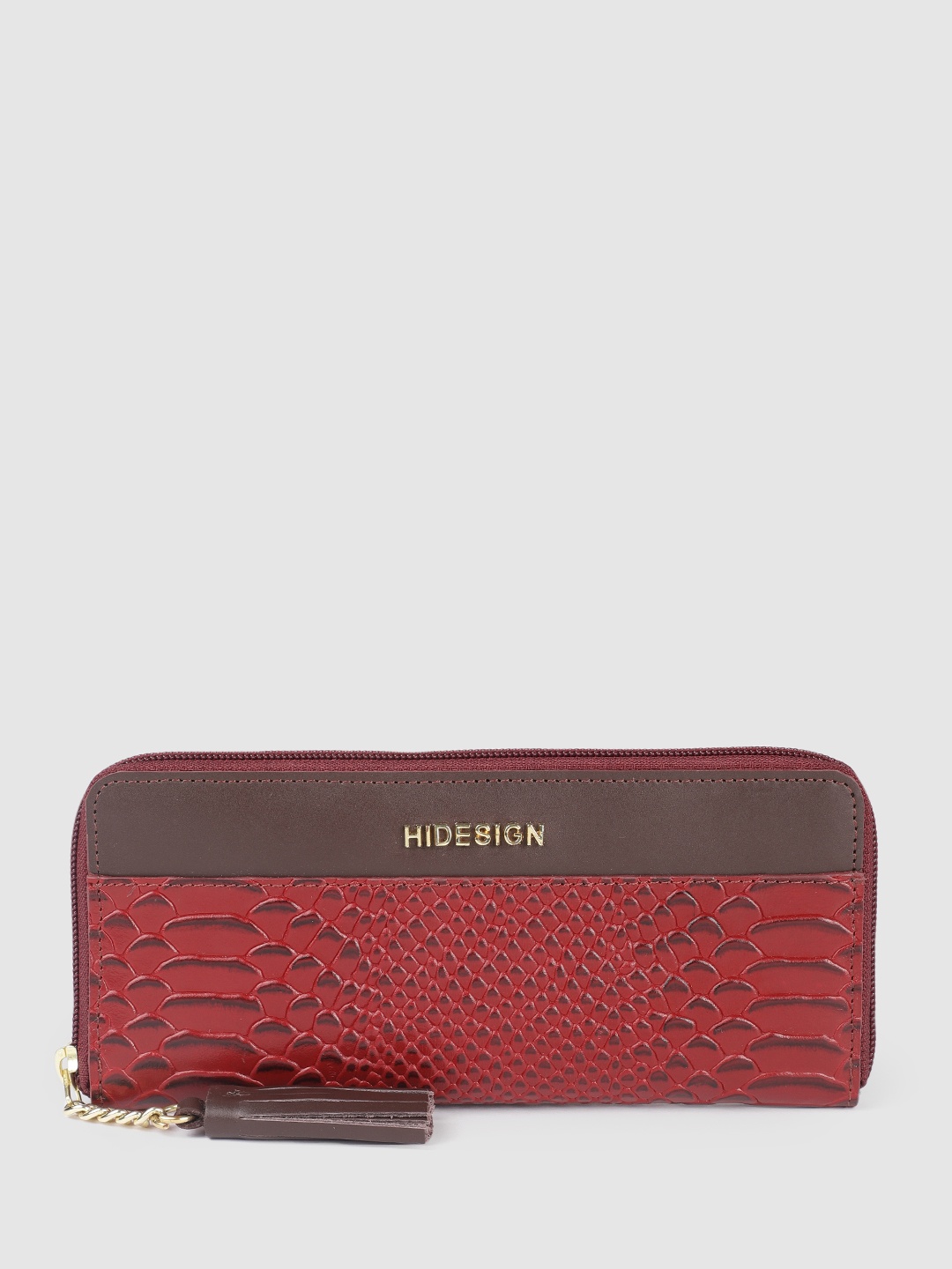 

Hidesign Women Textured Leather Zip Around Wallet, Maroon
