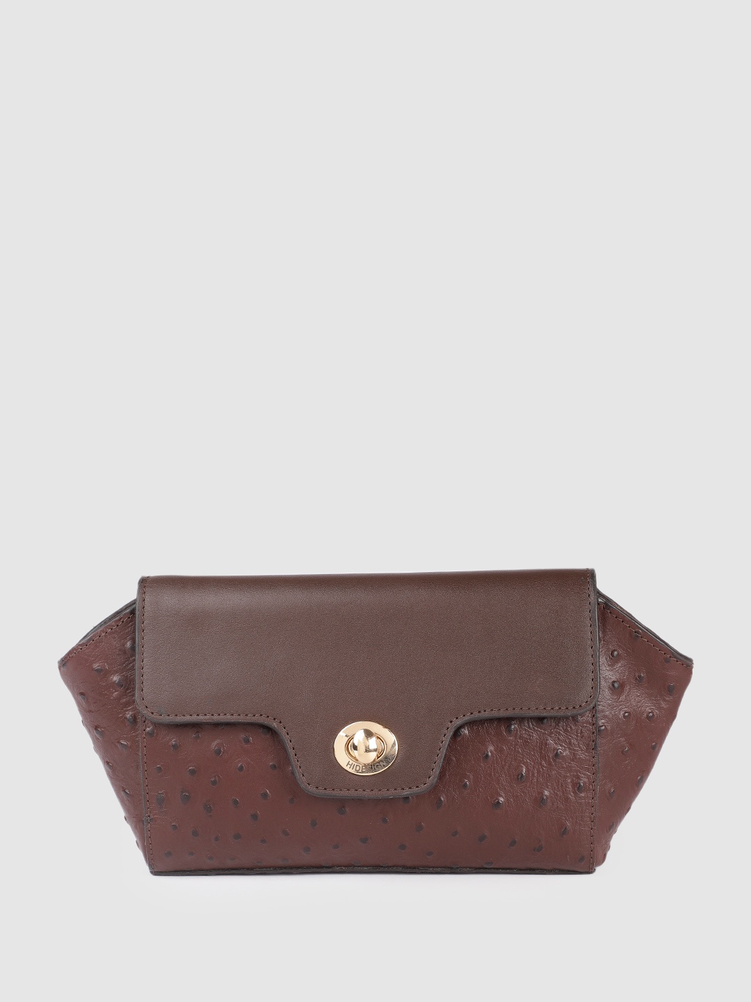 

Hidesign Women Textured Leather Envelope, Brown