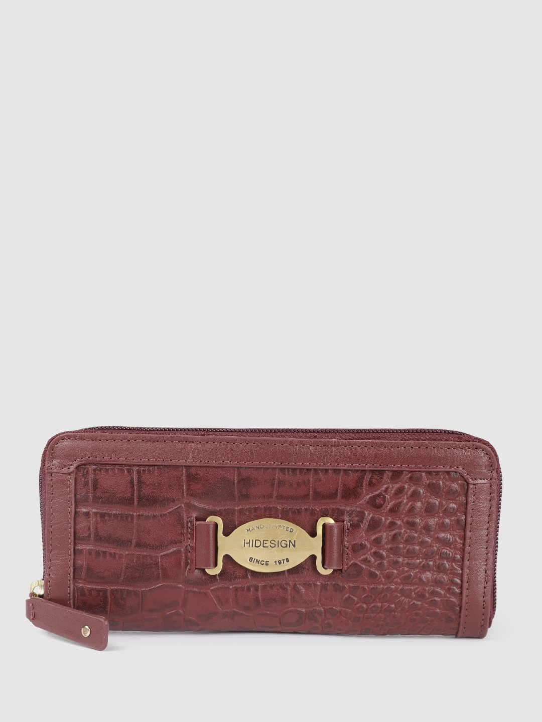 

Hidesign Women Textured Leather Zip Around Wallet, Maroon