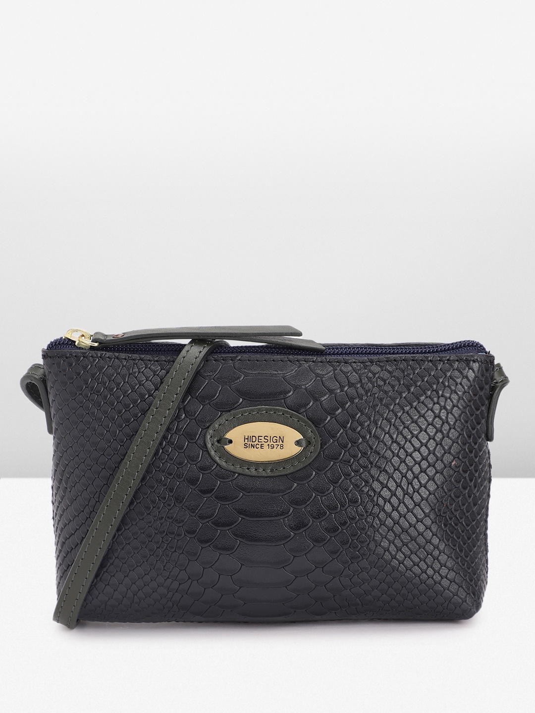 

Hidesign Textured Leather Sling Bag, Navy blue