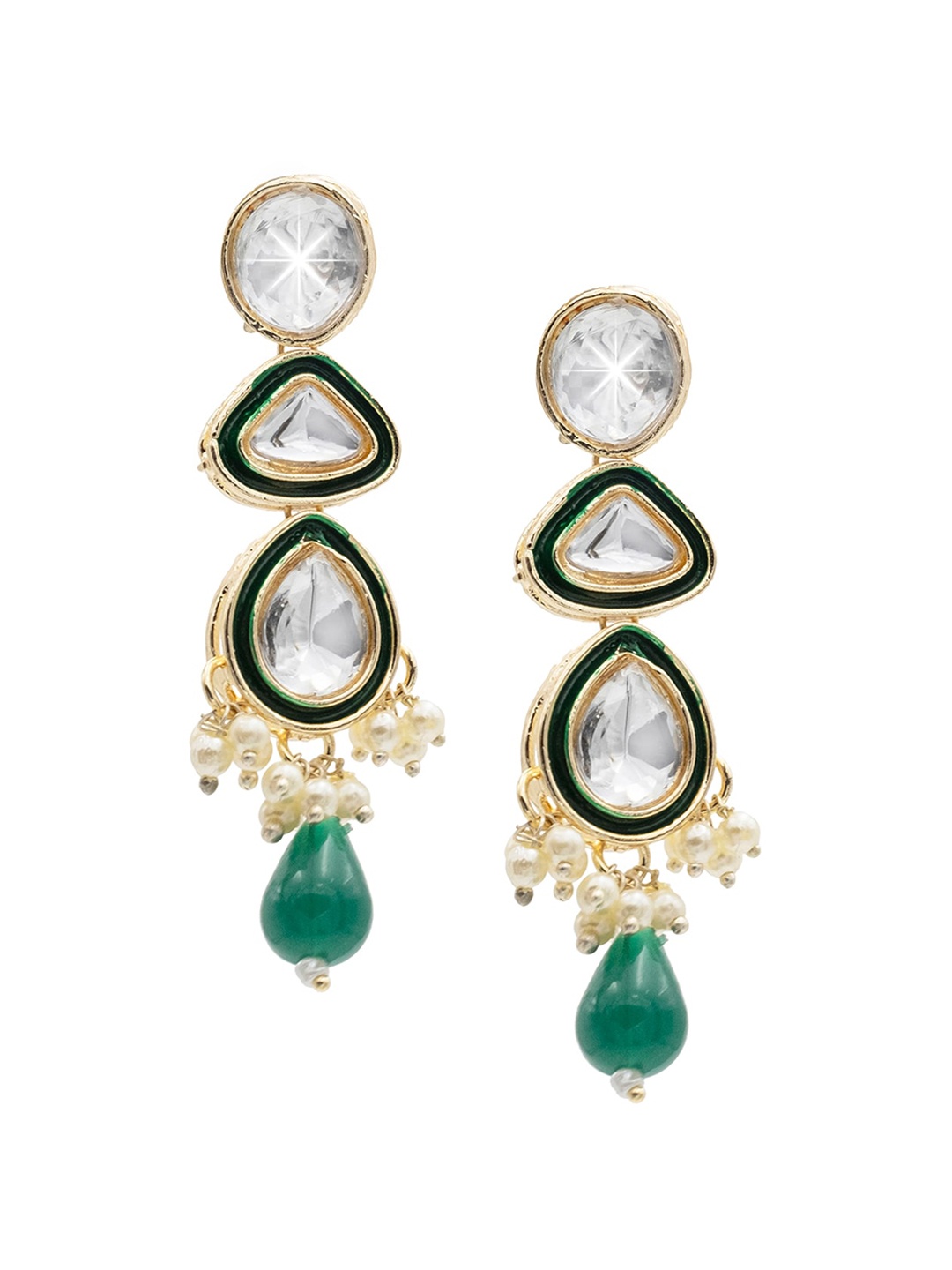 

Shining Jewel - By Shivansh Gold Plated Kundan Studded Drop Earrings