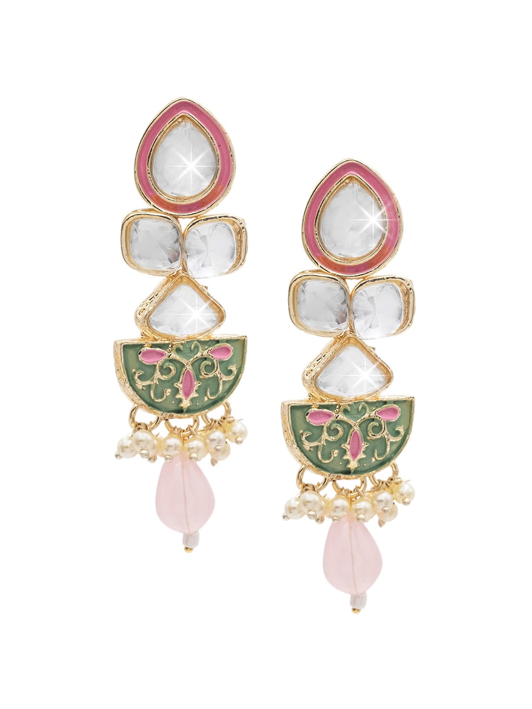 

Shining Jewel - By Shivansh Gold Plated Kundan Studded Drop Earrings