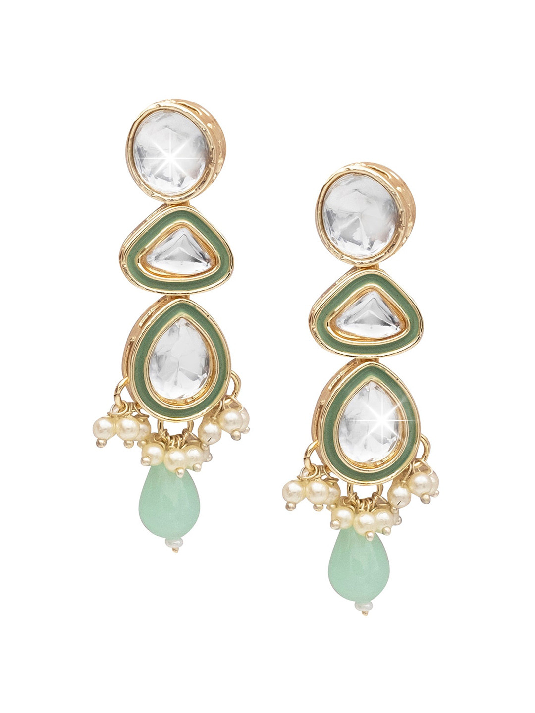 

Shining Jewel - By Shivansh Gold Plated Kundan Studded Drop Earrings