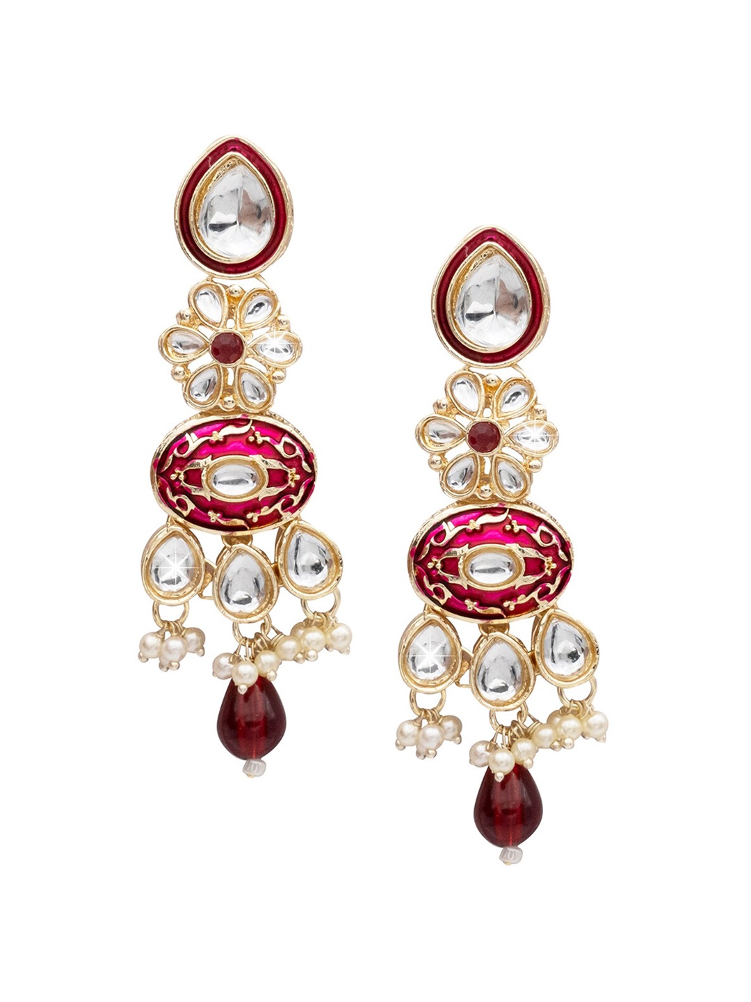 

Shining Jewel - By Shivansh Gold Plated Floral Kundan Studded Drop Earrings