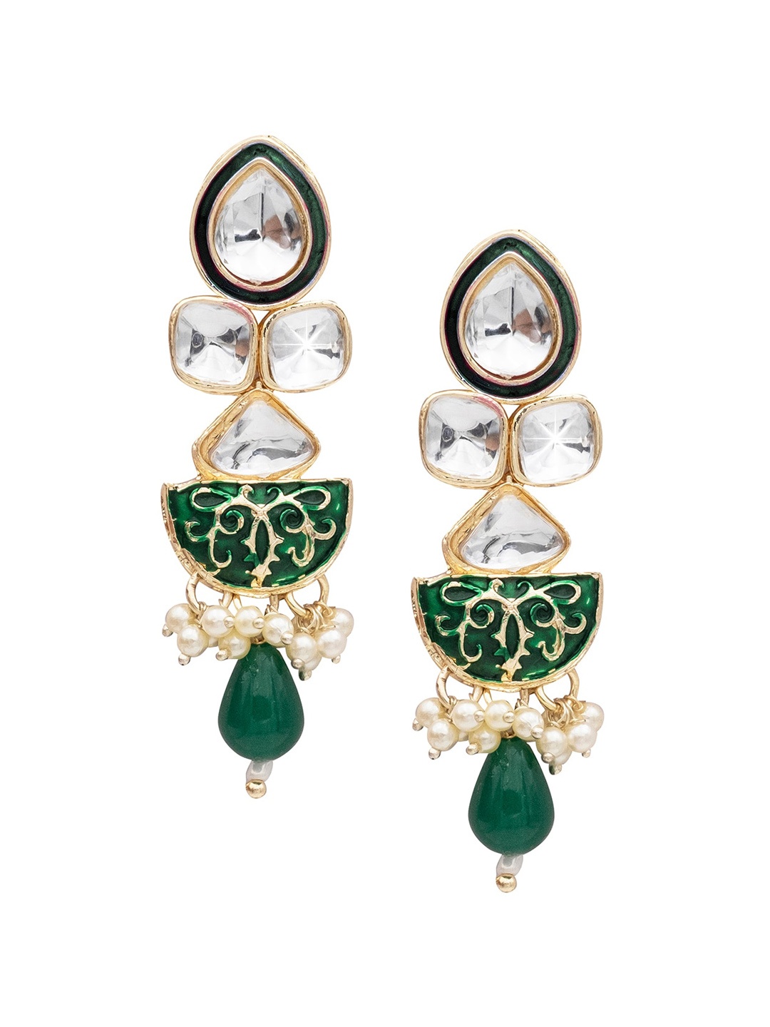 

Shining Jewel - By Shivansh Gold Plated Kundan Studded Drop Earrings