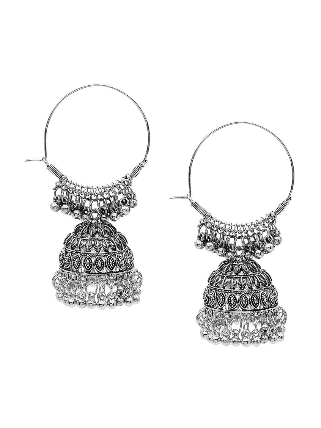 

Shining Jewel - By Shivansh Silver Plated Contemporary Jhumkas