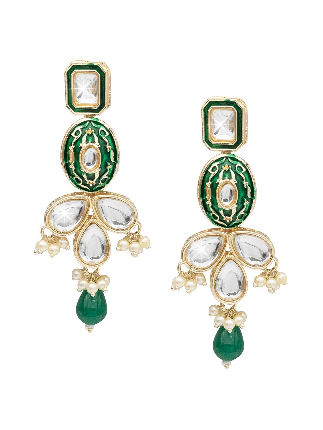 

Shining Jewel - By Shivansh Gold Plated Kundan Drop Earrings