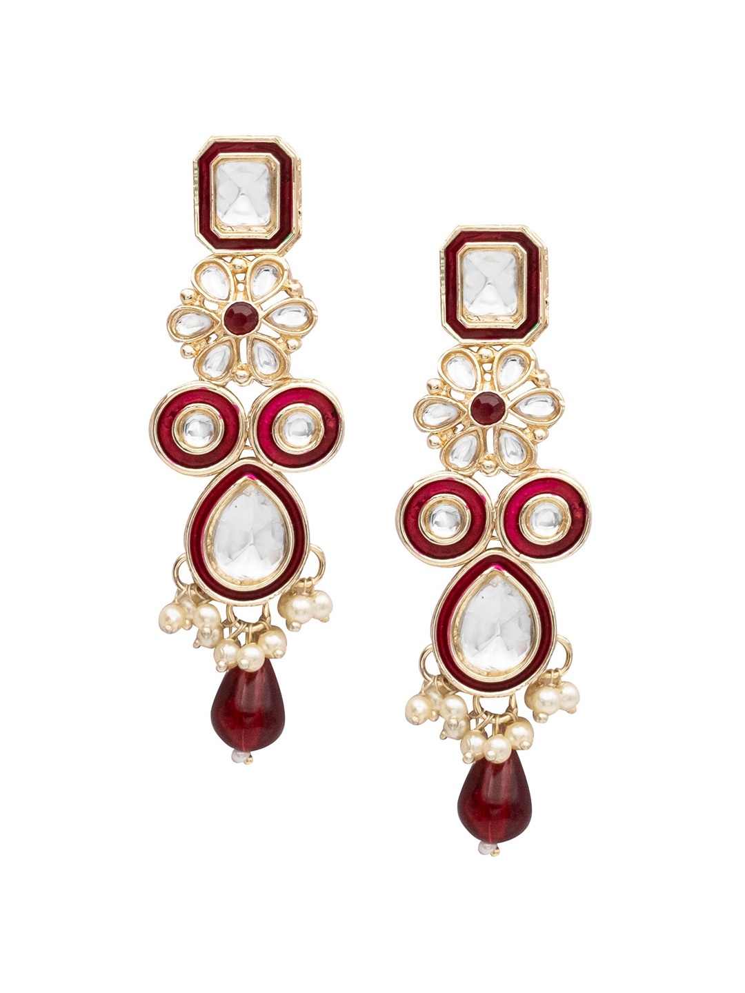 

Shining Jewel - By Shivansh Gold Plated Kundan Studded Drop Earrings
