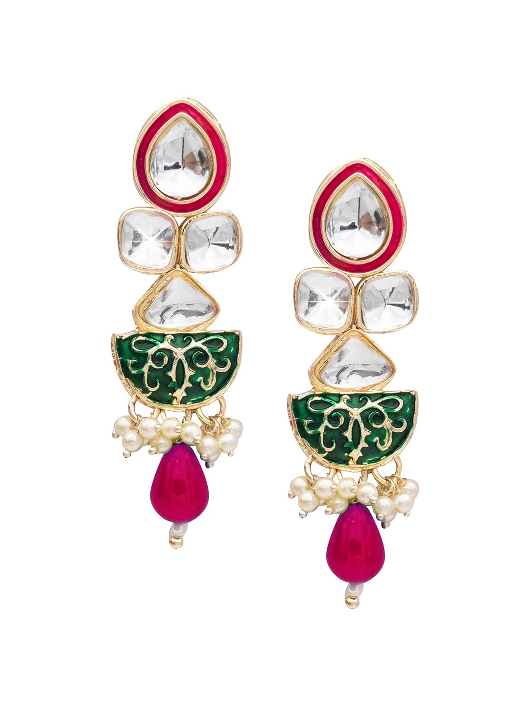 

Shining Jewel - By Shivansh Gold Plated Kundan Studded Drop Earrings