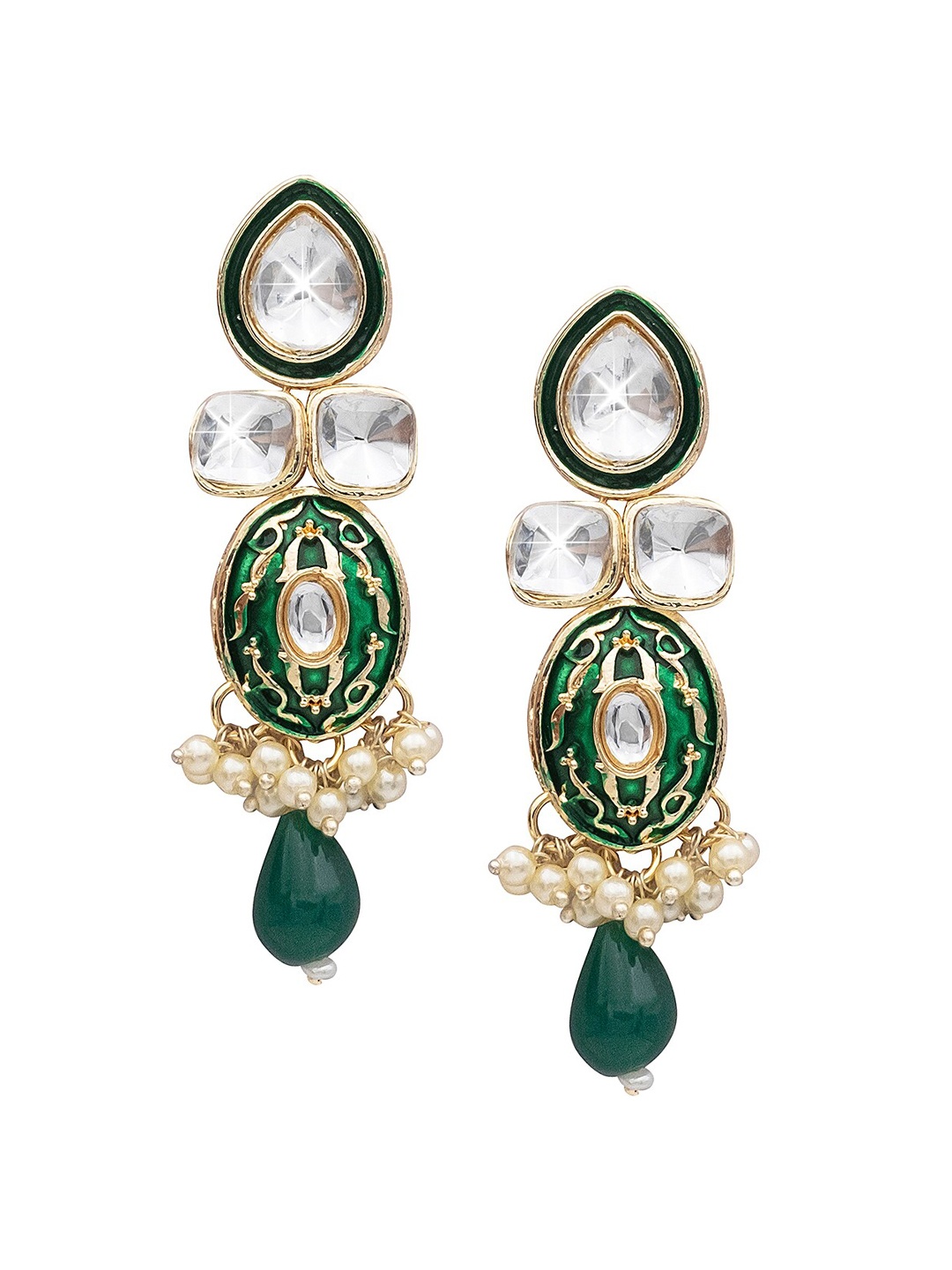 

Shining Jewel - By Shivansh Gold Plated Kundan Studded Drop Earrings