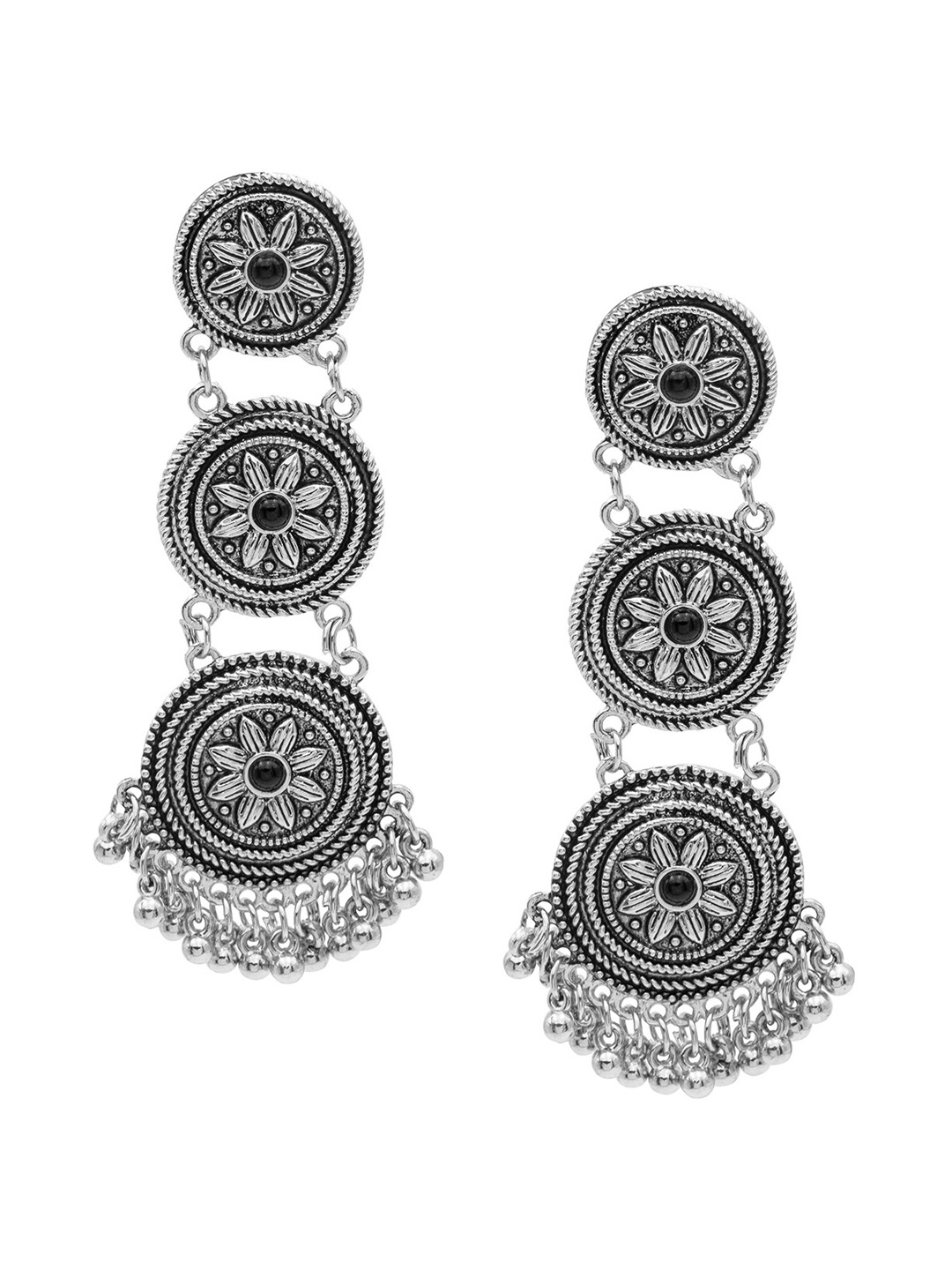 

Shining Jewel - By Shivansh Antique Silver Plated Drop Earrings