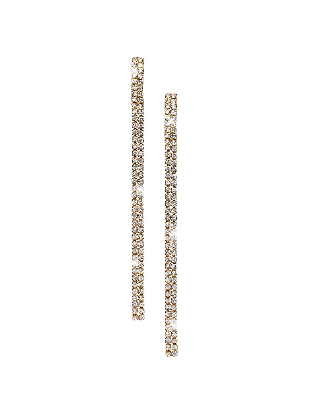 

Shining Jewel - By Shivansh Gold Plated Two Layer Crystal Drop Earrings