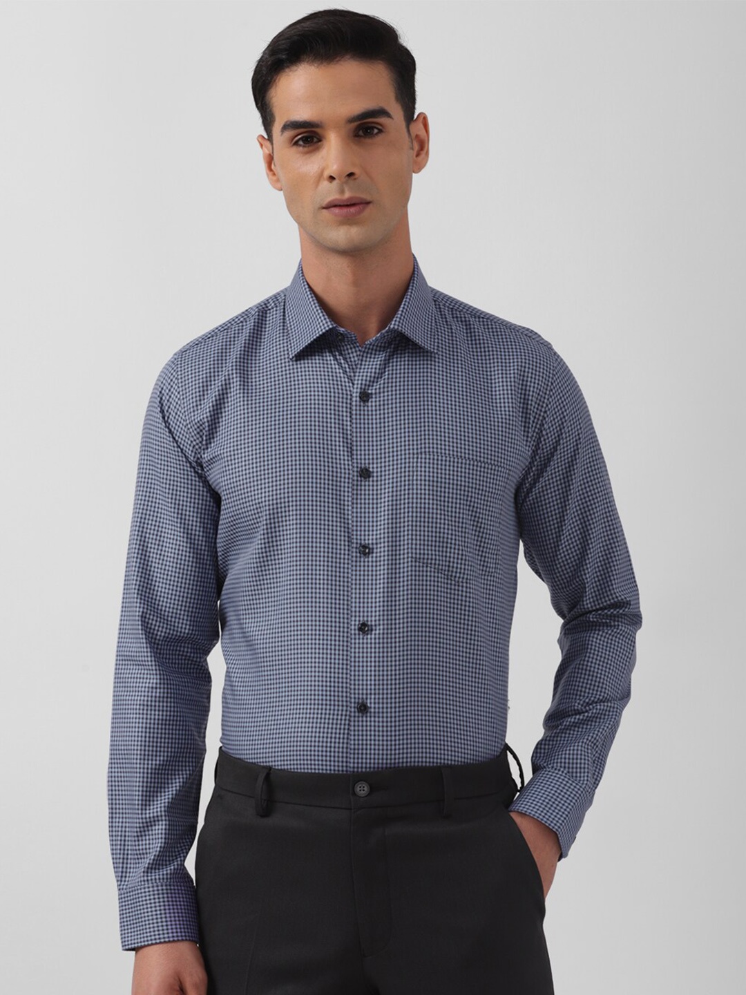 

Van Heusen Slim Fit Micro Checked Pure Cotton Formal Shirt, Blue