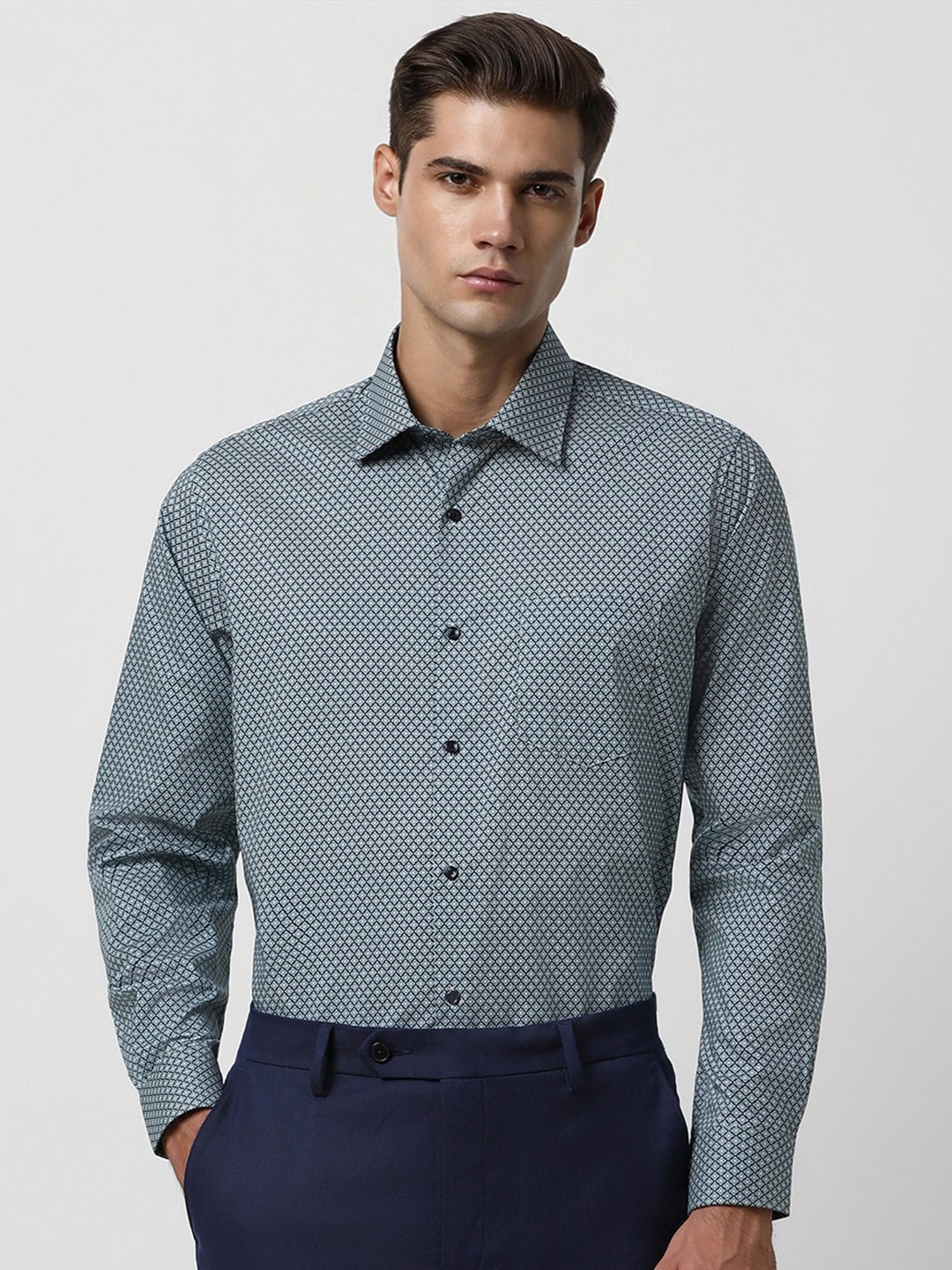 

Van Heusen Micro Ditsy Printed Formal Shirt, Blue