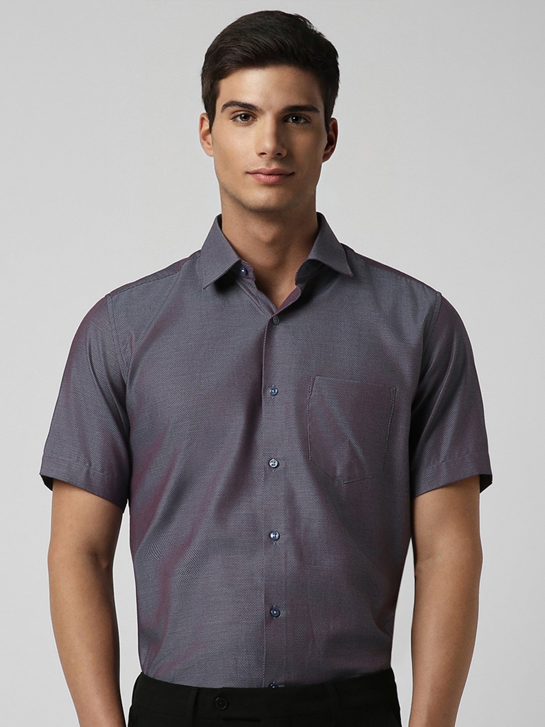

Van Heusen Textured Pure Cotton Party Shirt, Purple