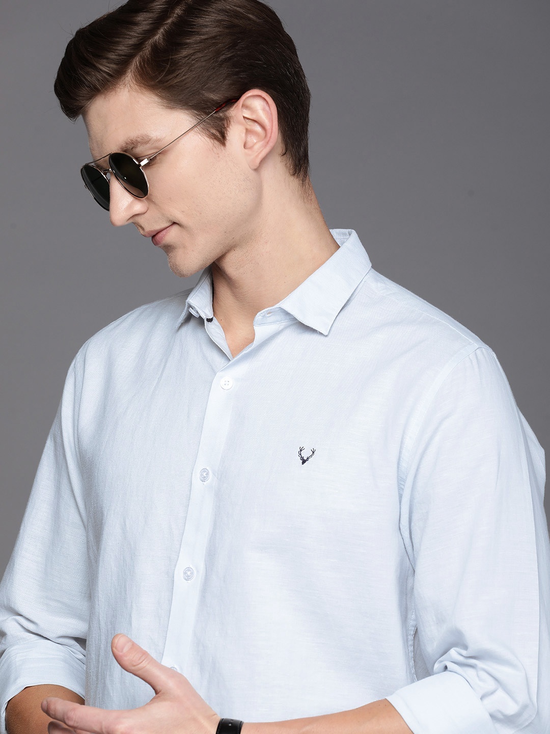

Allen Solly Linen Cotton Sport Slim Fit Casual Shirt, Blue