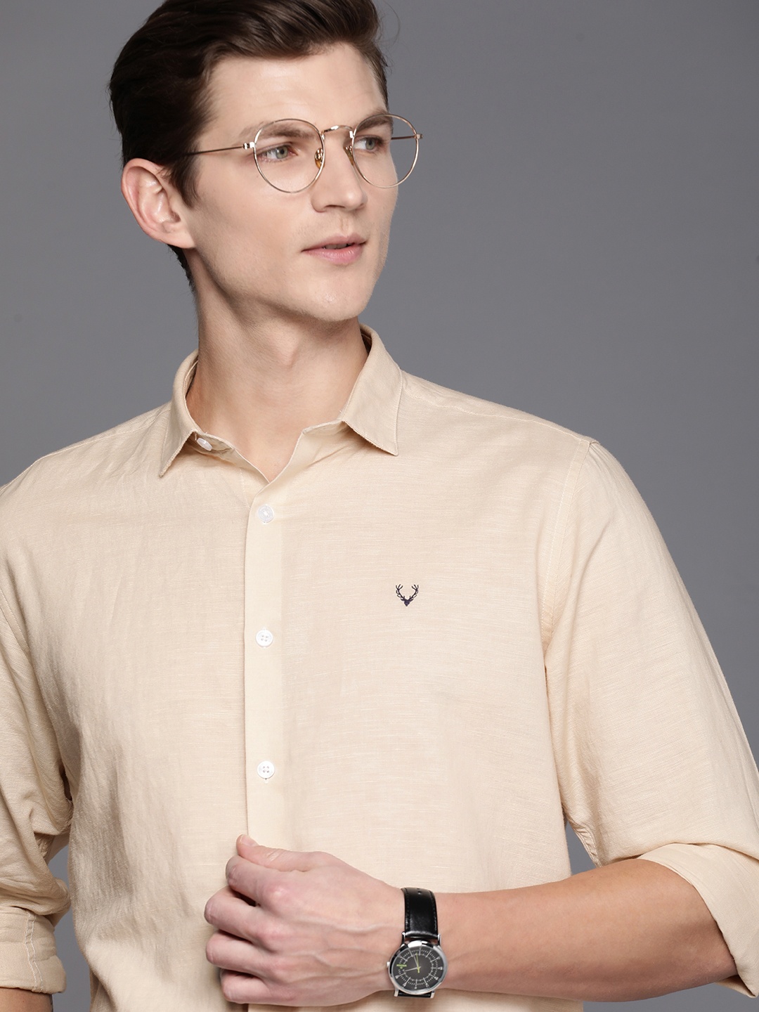 

Allen Solly Linen Cotton Slim Fit Opaque Casual Shirt, Beige