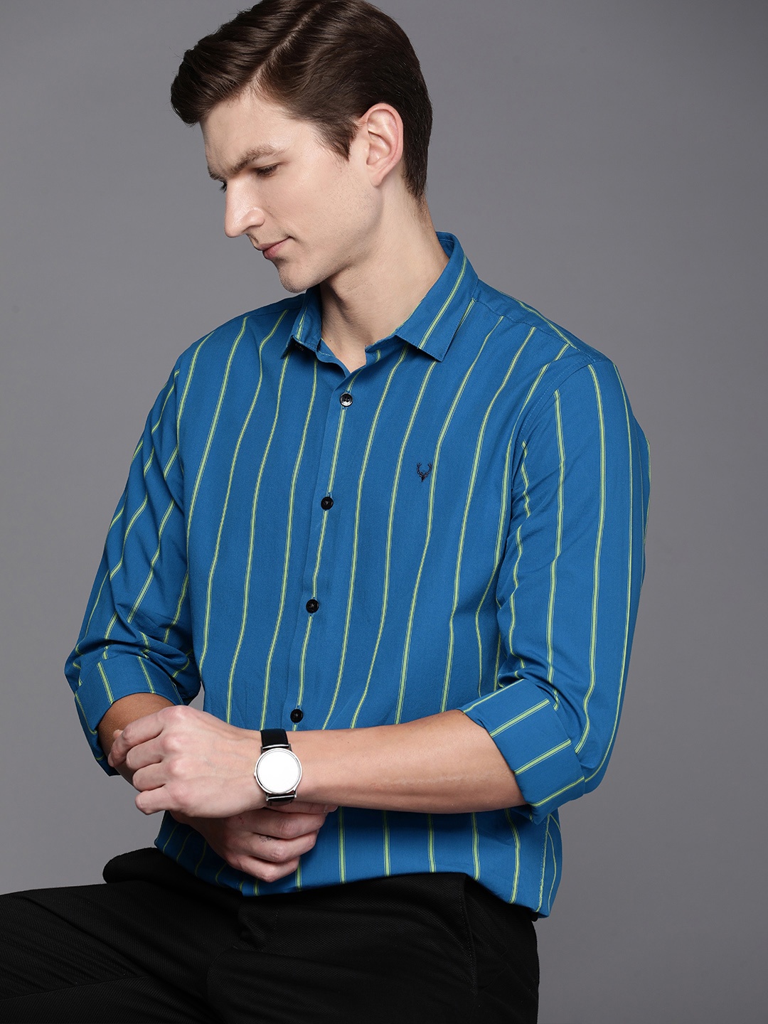 

Allen Solly Sport Fit Striped Pure Cotton Casual Shirt, Blue
