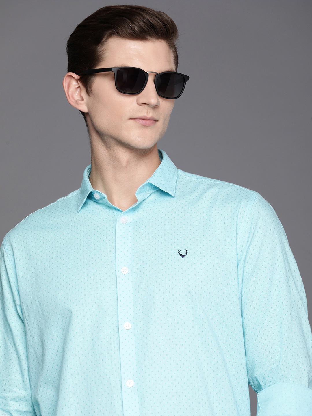 

Allen Solly Cotton Linen Sport Slim Fit Micro Ditsy Printed Casual Shirt, Blue