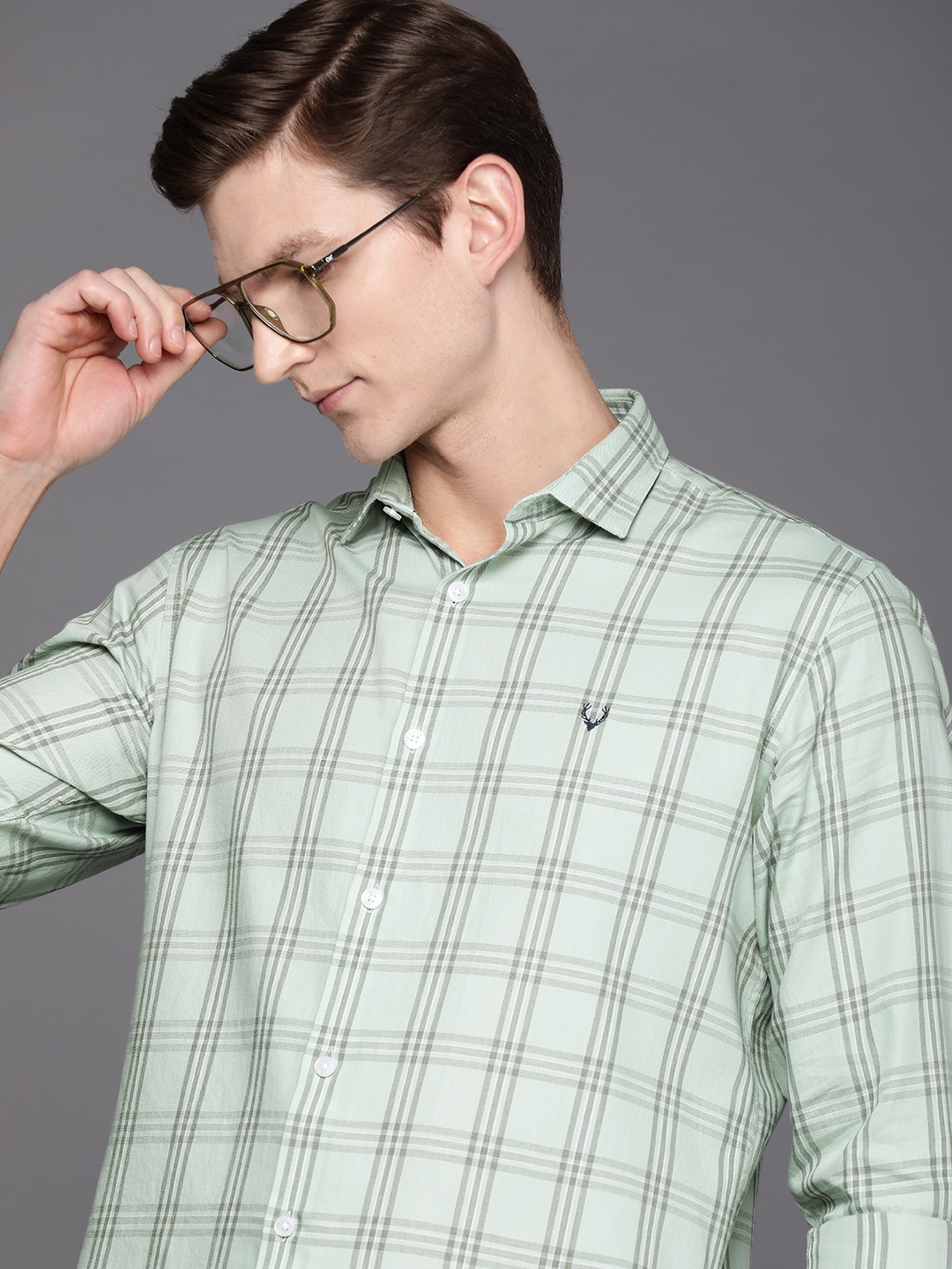 

Allen Solly Sport Fit Tartan Checked Pure Cotton Casual Shirt, Green