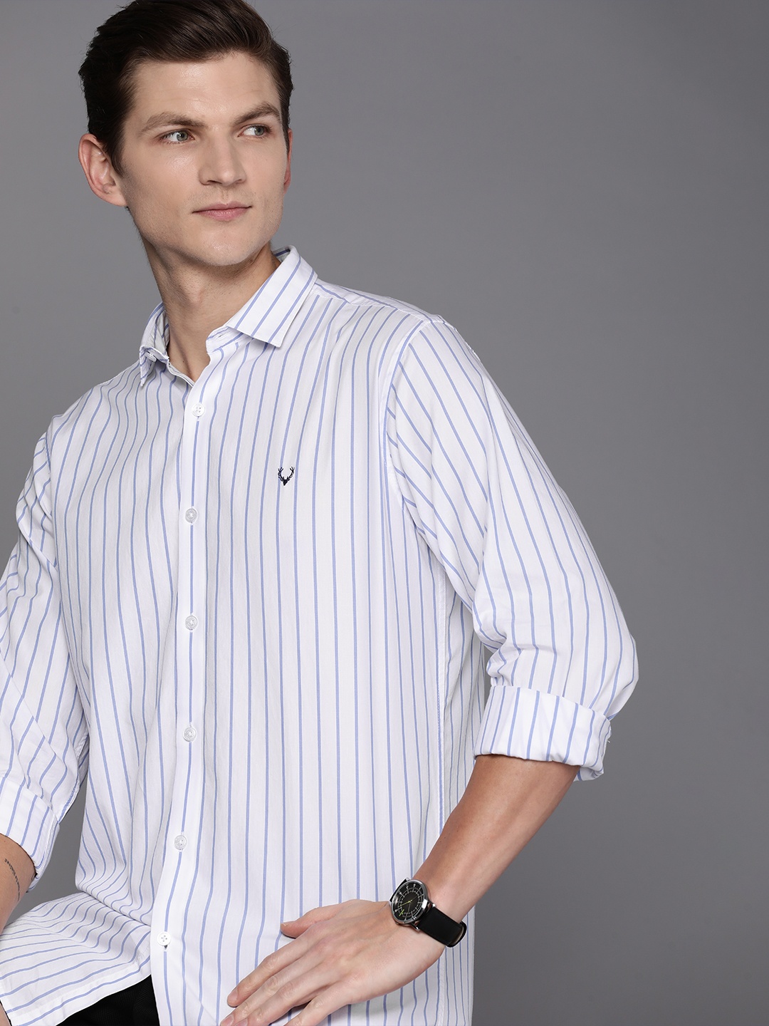 

Allen Solly Sport Fit Striped Pure Cotton Casual Shirt, White