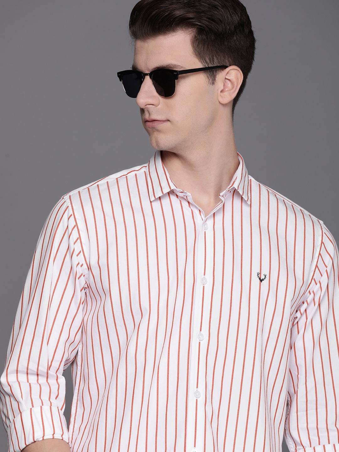 

Allen Solly Sport Fit Striped Pure Cotton Casual Shirt, White