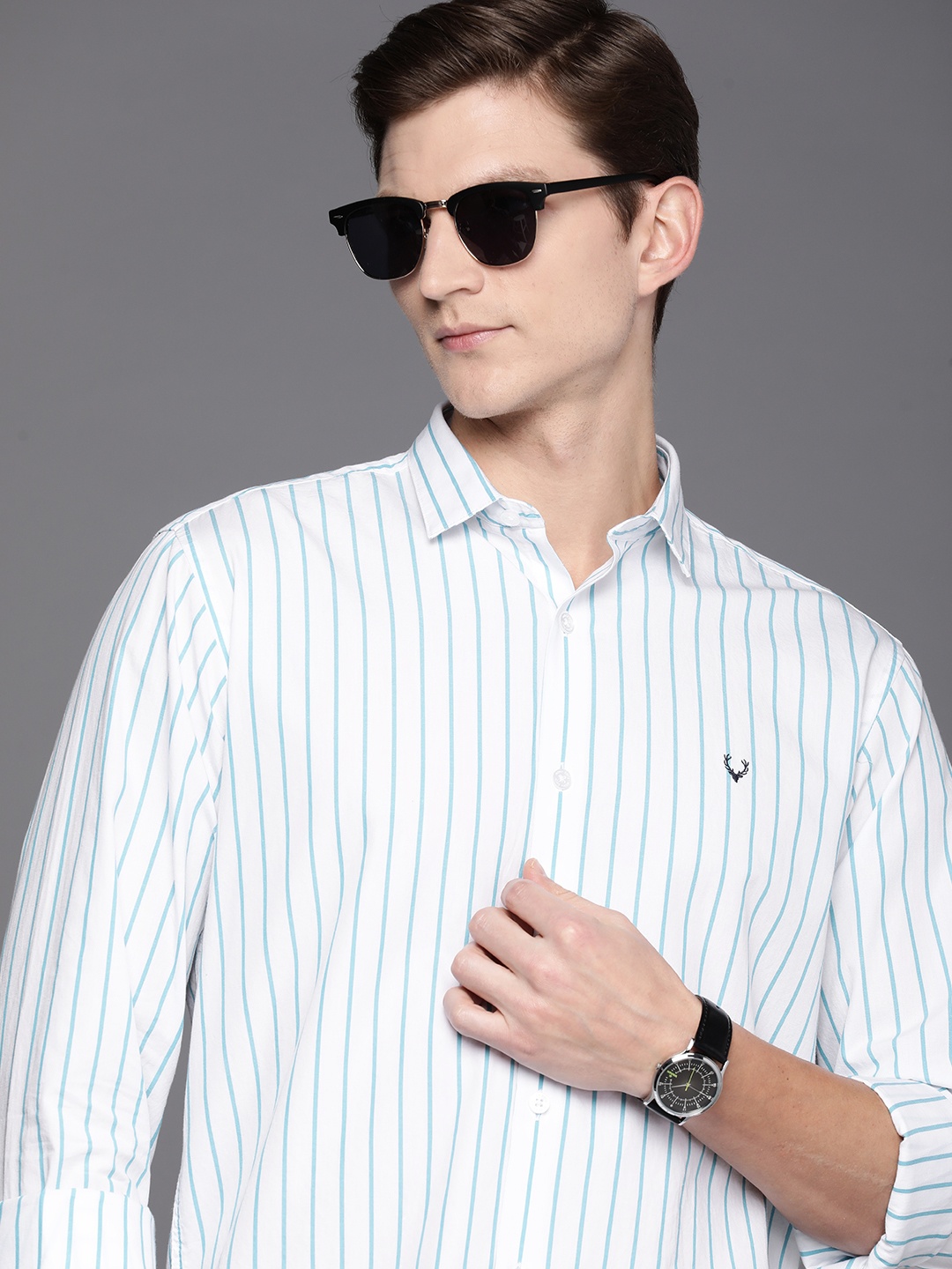 

Allen Solly Sport Fit Striped Pure Cotton Casual Shirt, White