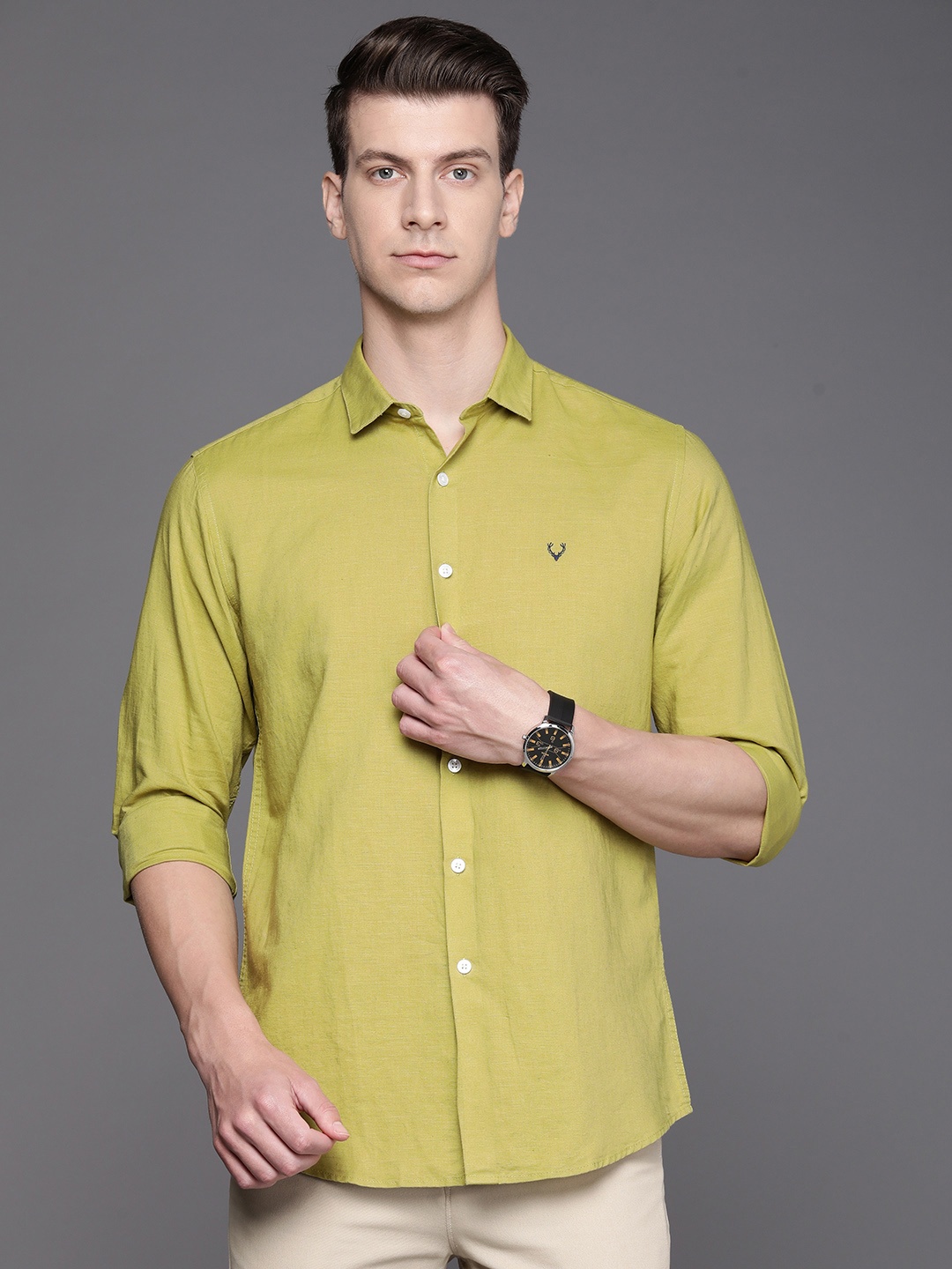

Allen Solly Cotton Linen Slim Fit Opaque Casual Shirt, Green