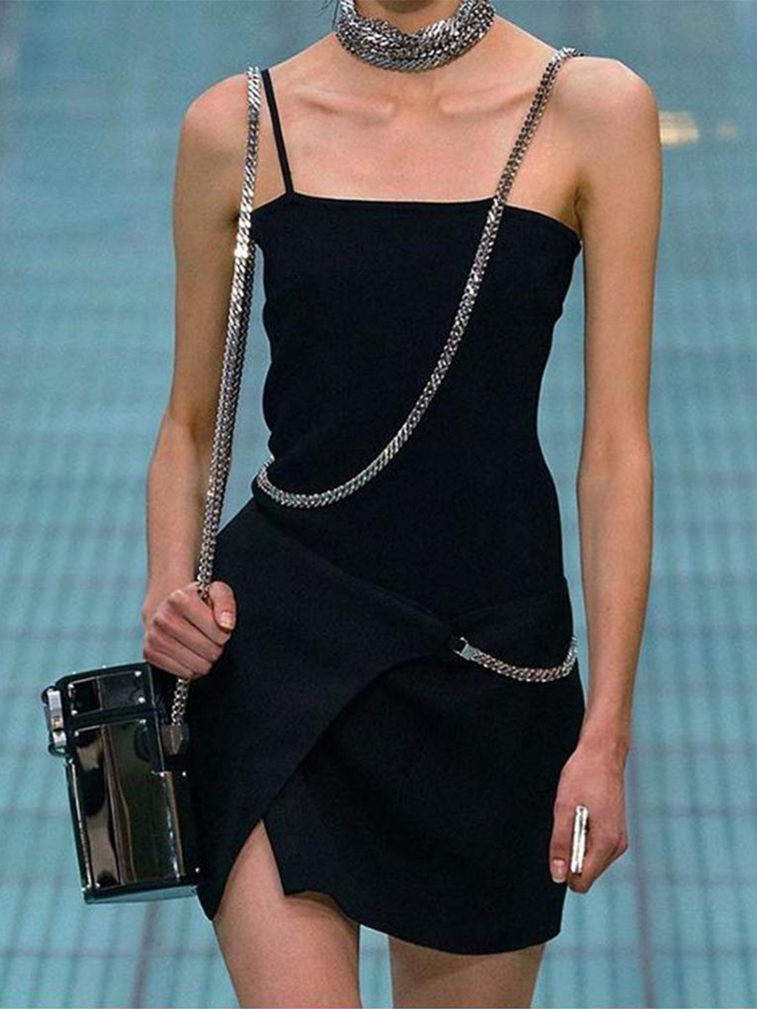 

Lyla Shoulder Straps Sleeveless Bodycon Mini Dress, Black