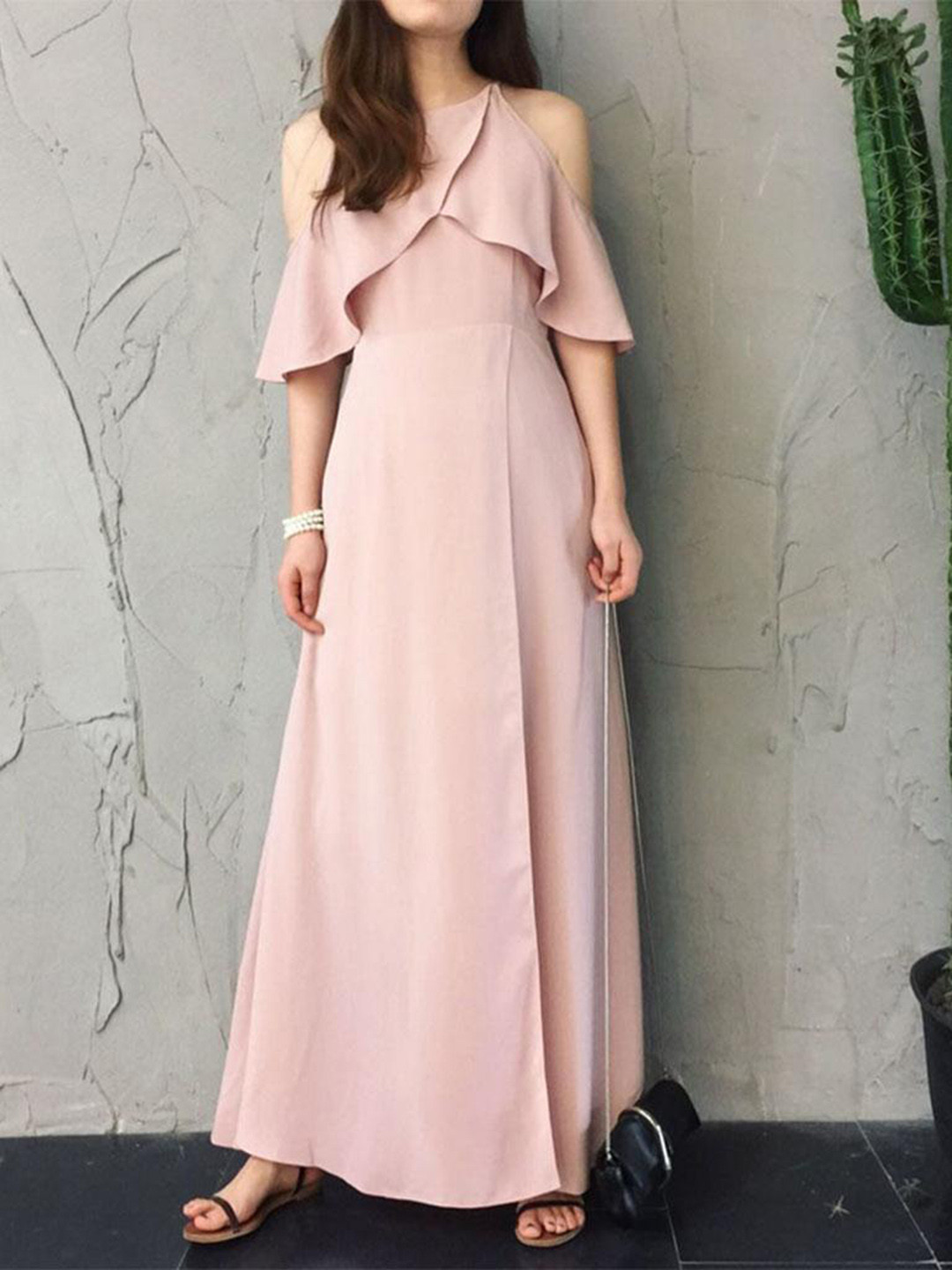 

Lyla Cold-Shoulder Maxi Dress, Pink