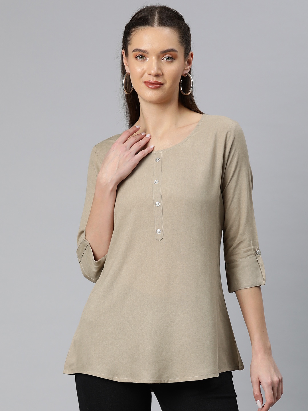 Readiprint Solid A-line Top, Beige