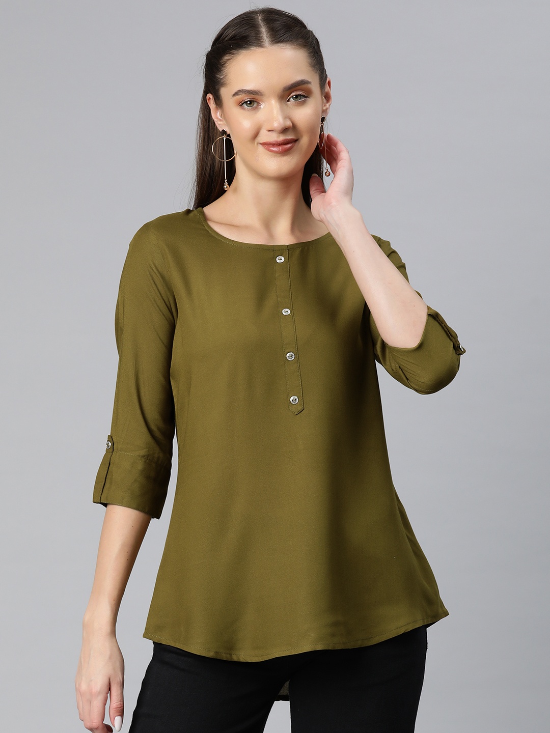 

Readiprint Solid A-line Top, Olive